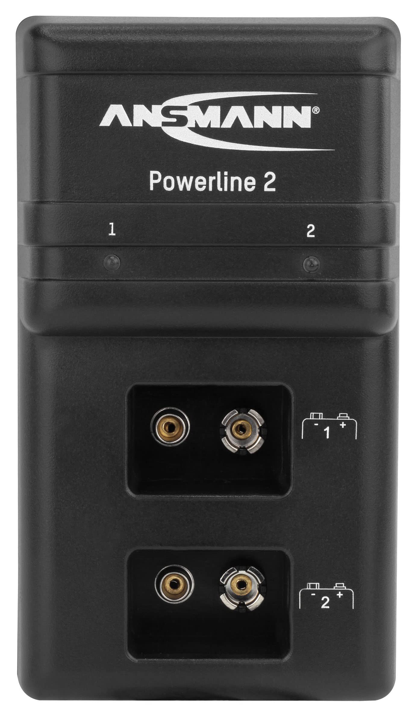 ANSMANN Chargeur de Piles Powerline 2 – Chargeur pour 1 à 2 Piles NiMH HR9V / Bloc 9V – Appareil de Recharge avec Affichage LED & Energizer Pile 9V Rechargeable, Recharge Power Plus, Pile Simple