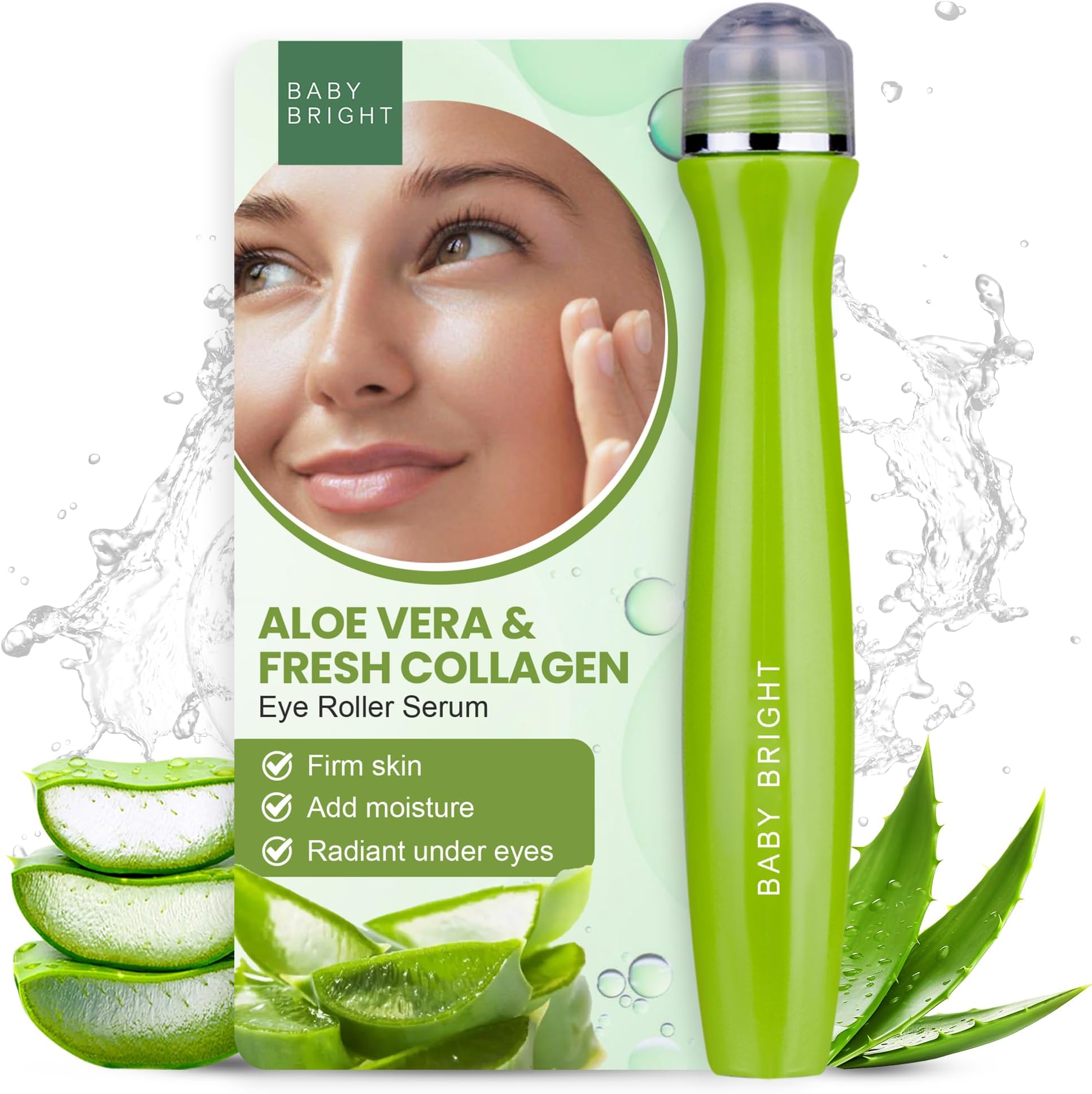 Aloe Vera and Fresh Collagen Eye Roller Serum, Anti-wrinkle, Anti Bags, Reduces Dark Circles Puffiness and Bags 15milliliter (0.50 fl.oz.)