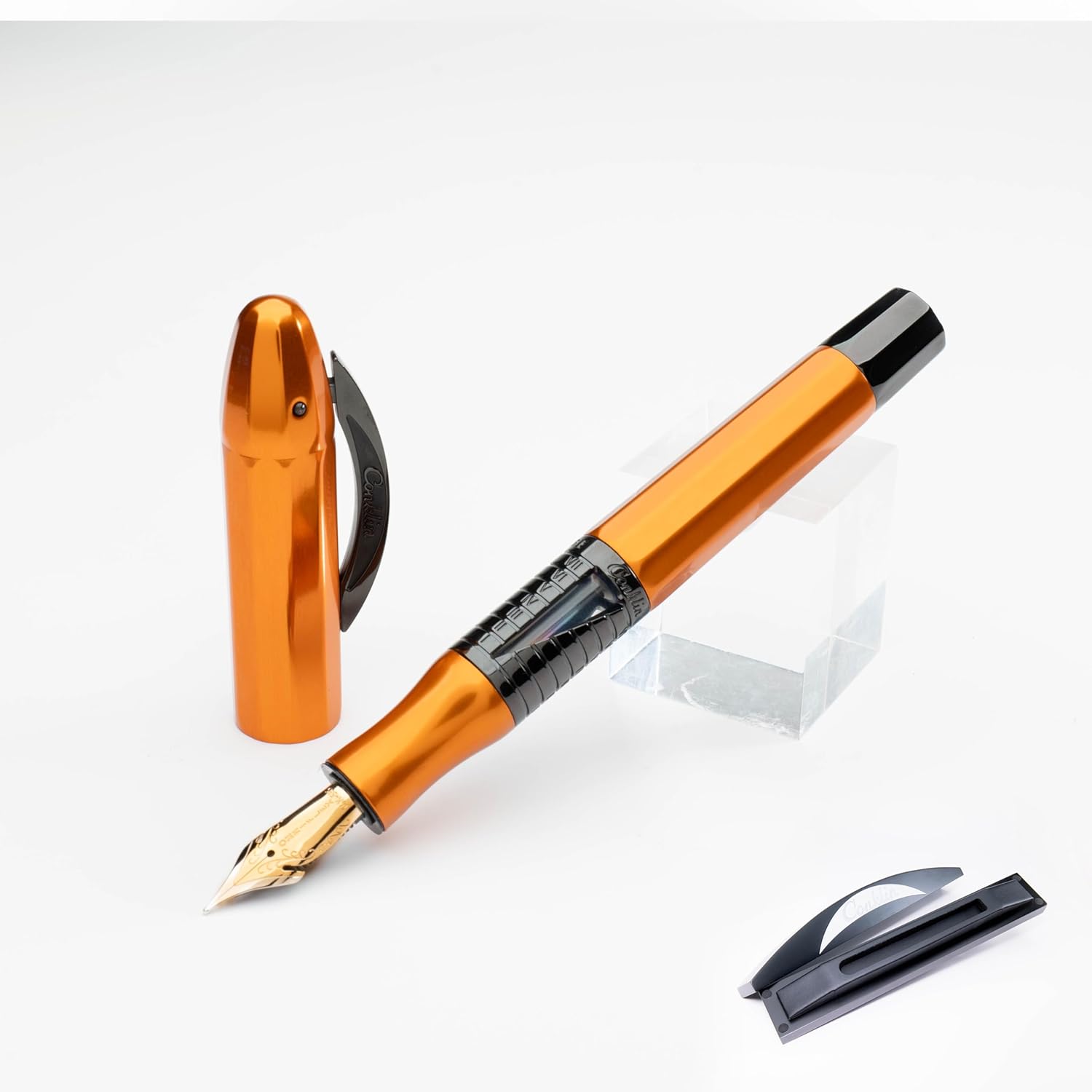Conklin Nozac Classic 125 Anniversary Fountain Pen LIMITED EDITION (Orange/Black Trim) - 14K Omniflex Nib