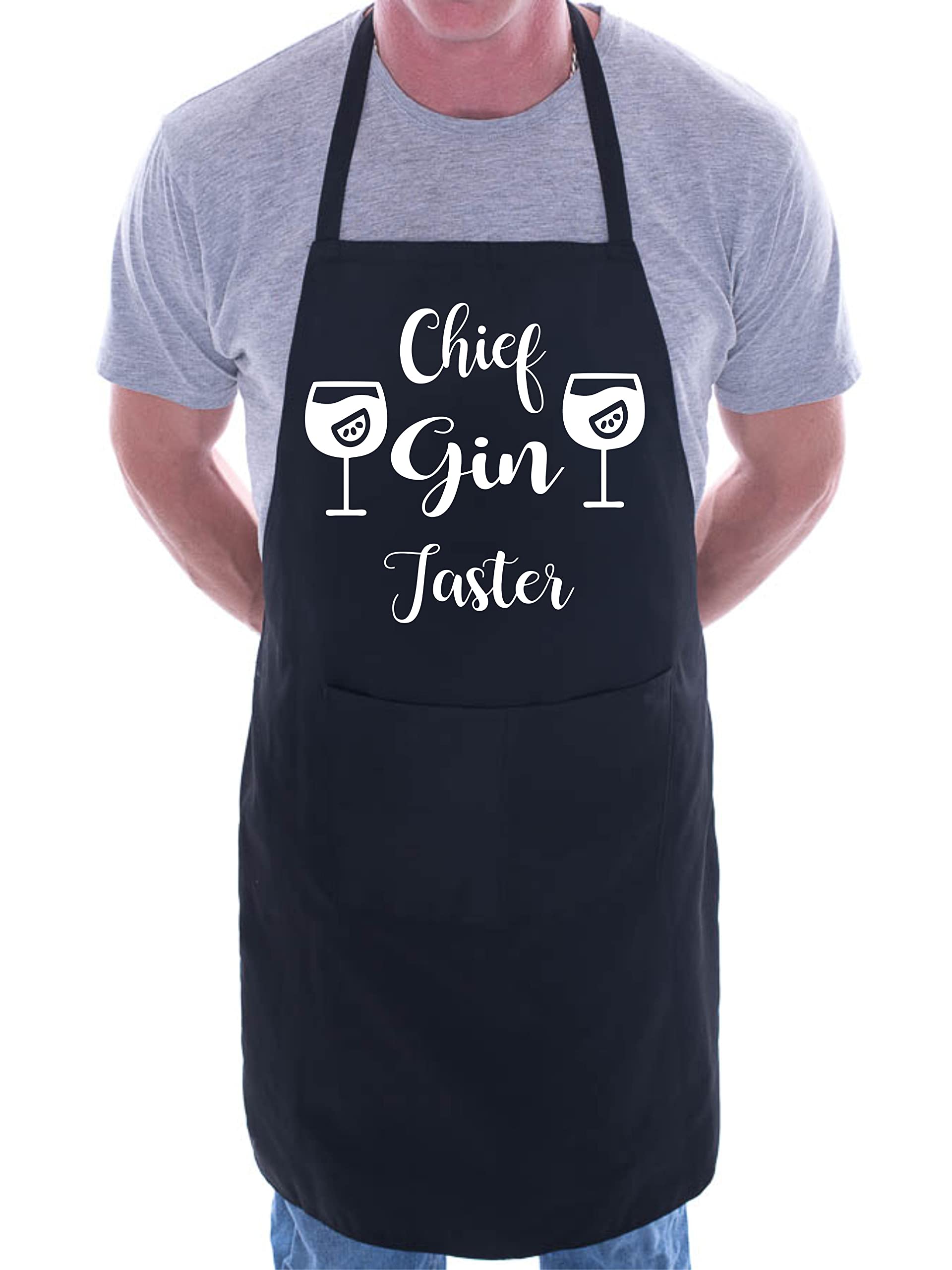 Print4u Unisex Black Chief Gin Taster Funny Bbq Baking Cooking Slogan Apron