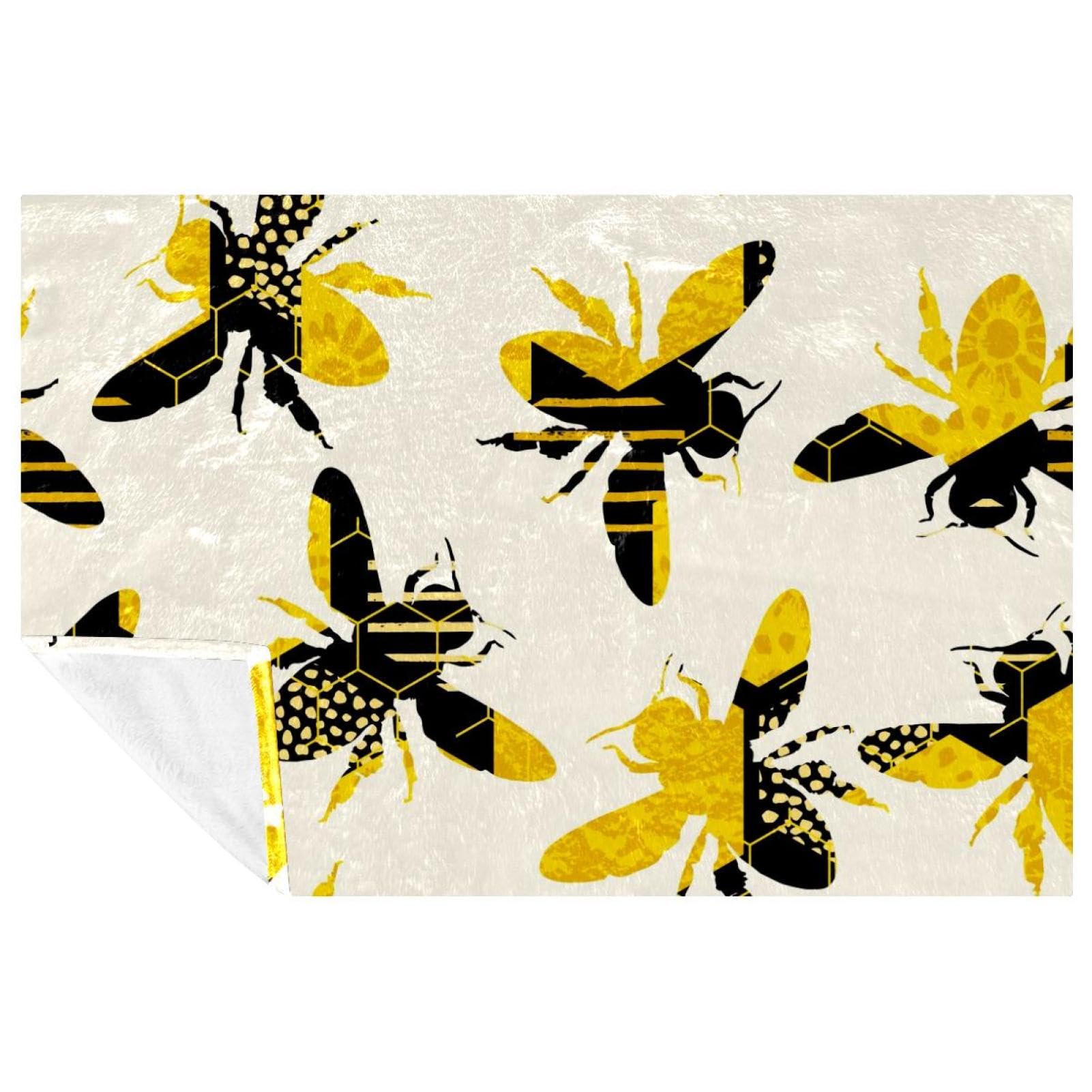 Jeté de lit doux chaud et confortable jaune noir 150x100 cm pour canapé