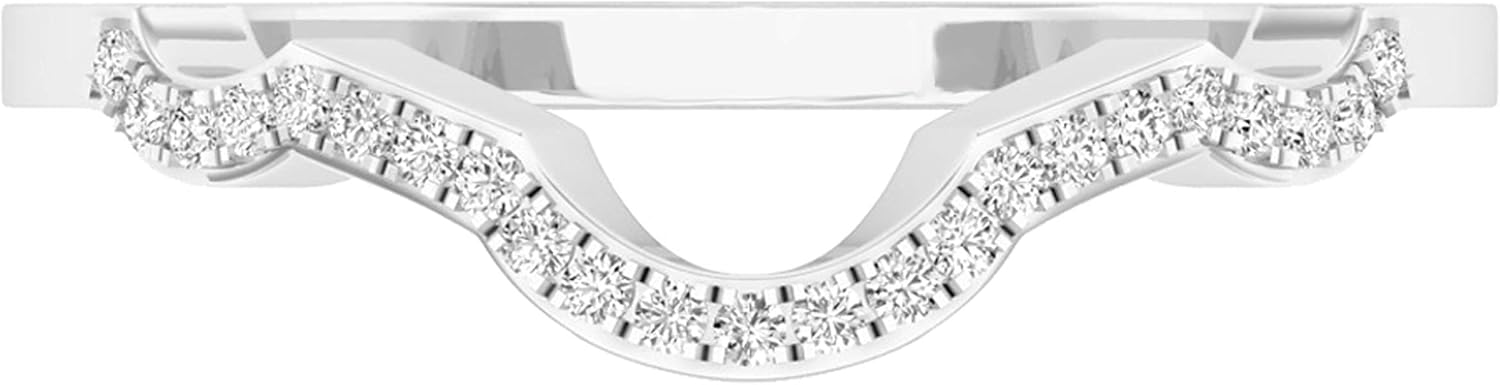 Dazzlingrock Collection 0.10 Ctw 10K Real Solid Gold Round Cut White Natural Diamond Women Anniversary Wedding Band Guard Ring 1/10 CT - Image 2