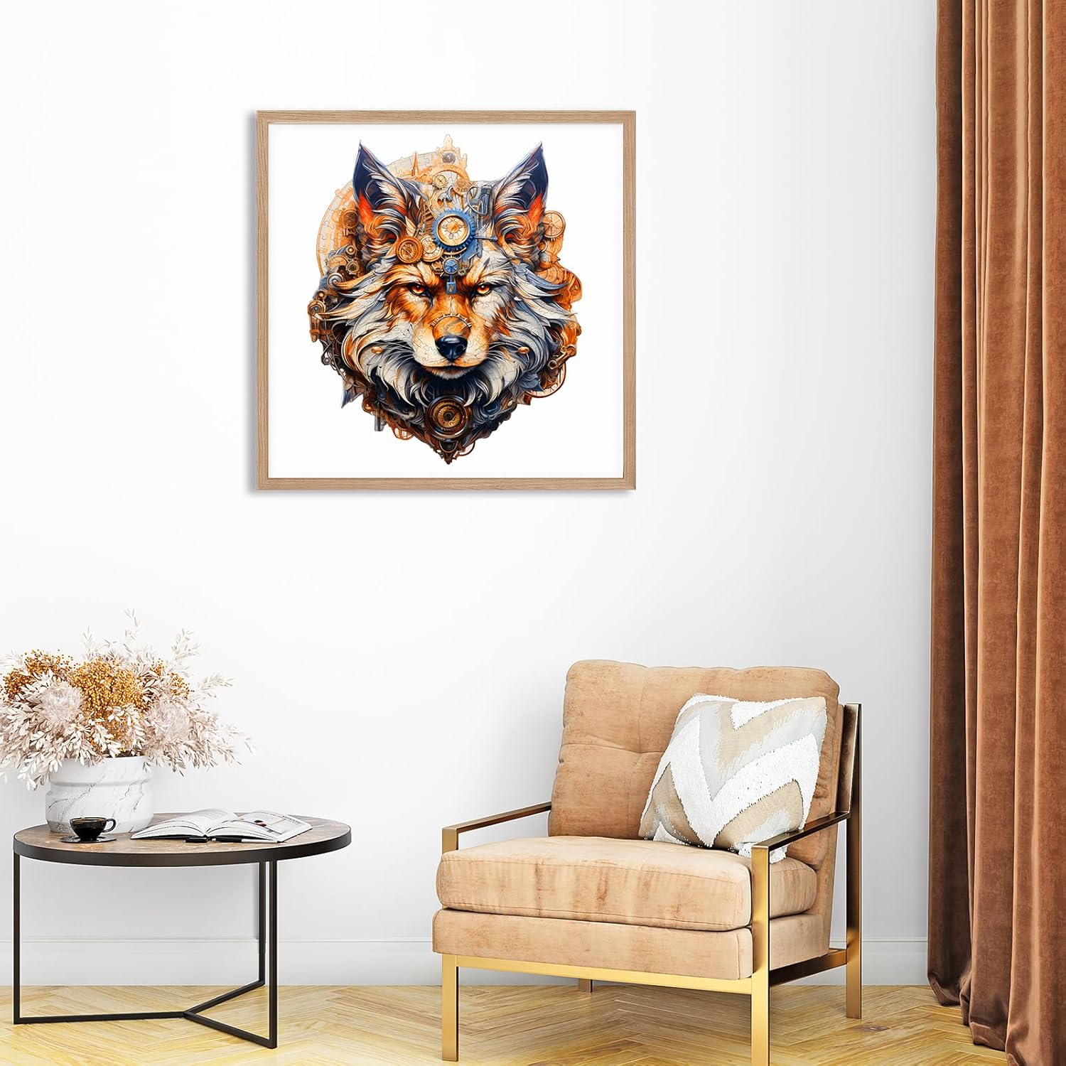 Wooden Puzzles for Adults - Mechanical Gearwolf Wooden Jigsaw Puzzle - Unique Animal Shaped Wood Puzzles Adult - Christmas Birthday Gifts for Adults/Friends/Family - 210pcs 13.3 * 11.1in