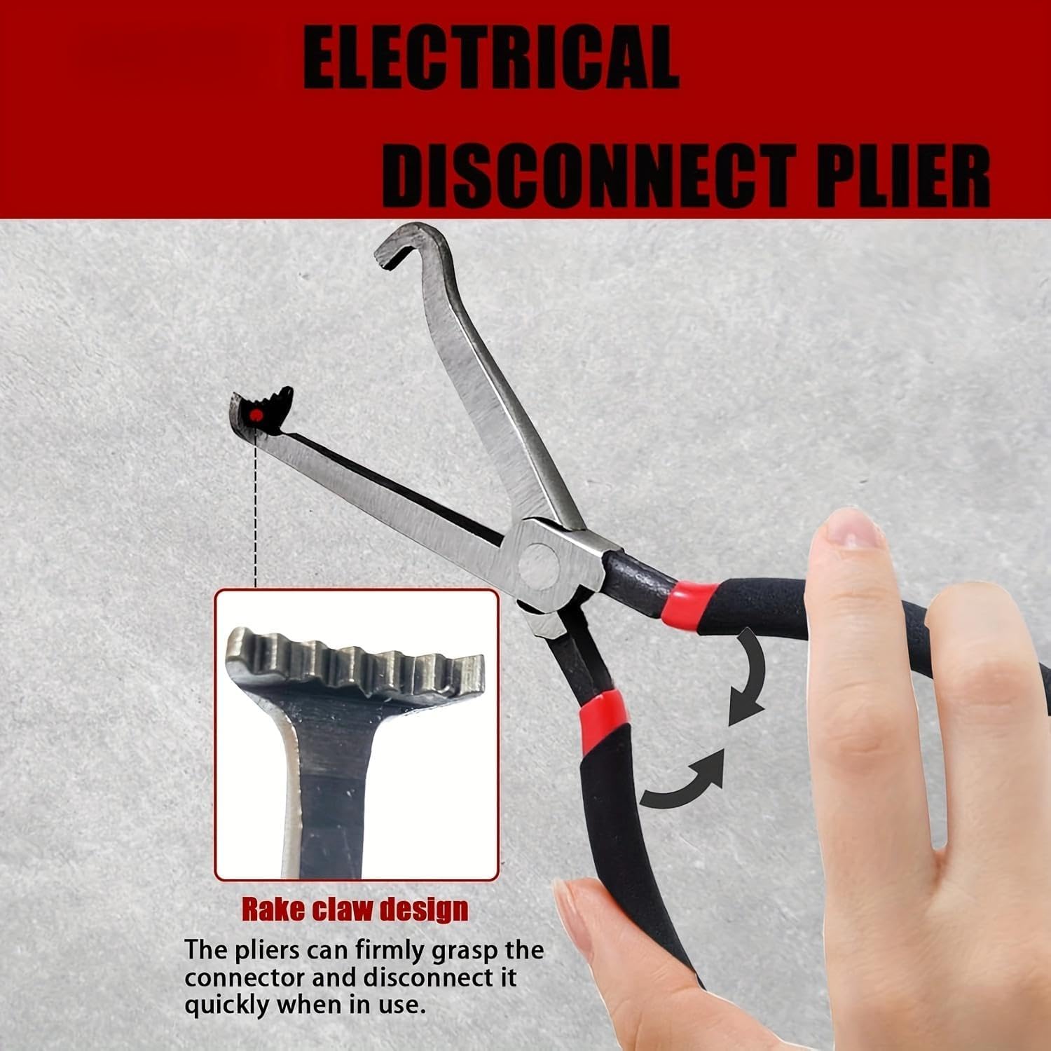 Electrical Disconnect Pliers and Oil Filter Pliers 8-Inch, Swivel Jaw Automotive Wire Connector Removal Tool, Push Tab Release, Comfort Grip Handle for Car Truck