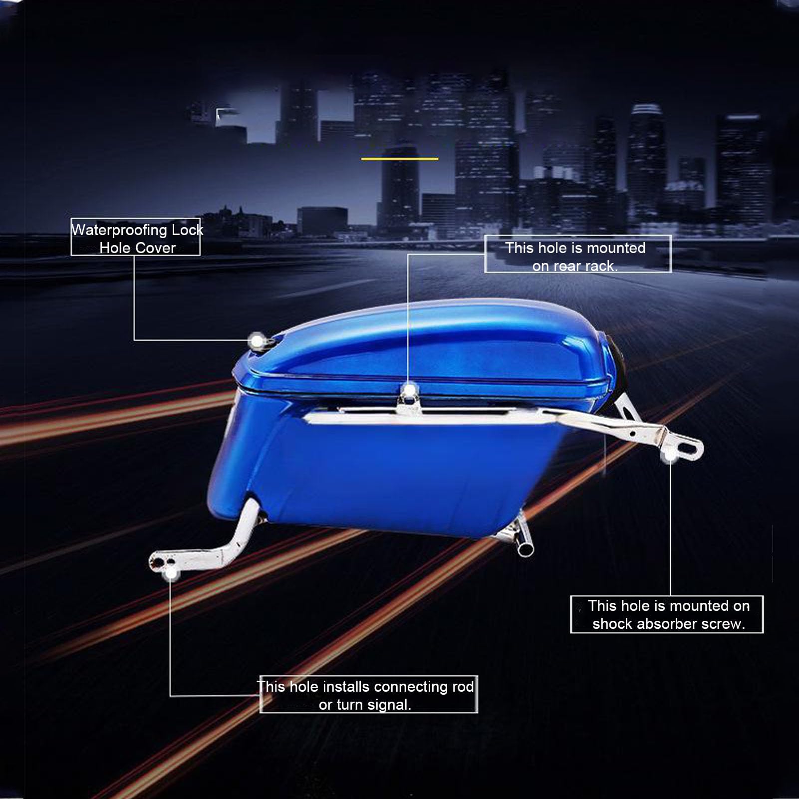 Luocute Bauletto Laterale per Borse Sella Rigide per Litri con Serratura, Portaoggetti in Plastica ABS Universale per Cruiser