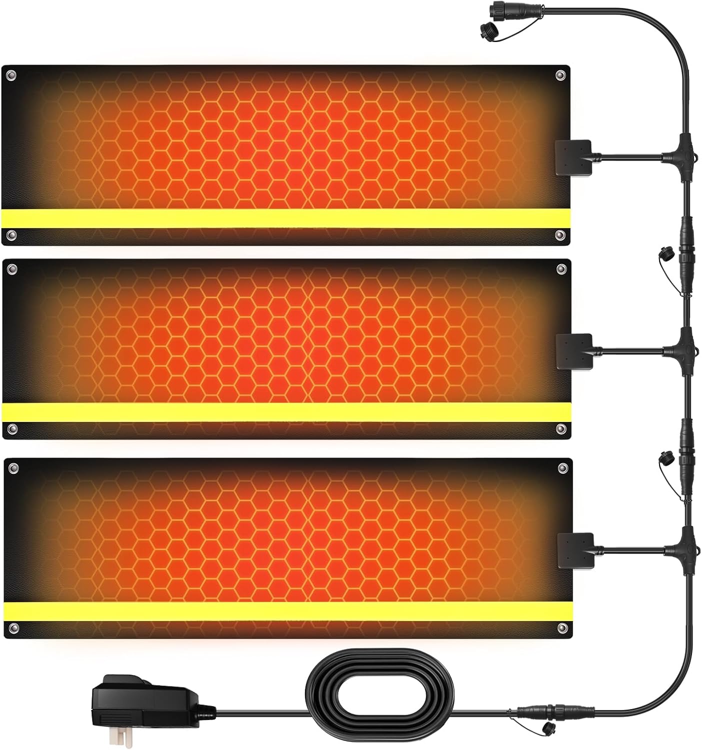 Updated Snow Melting Mats -Heated Outdoor Snow Melting Mats for Walkways, Stairway | Graphene-free - harmless | IP68 Waterproof & Anti-Slip Surface for Driveways,UL Certified Plug (3pcs 10” x 30")