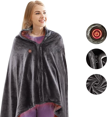 Miniatura 2 de Manta térmica por USB manta térmica de franela de lujo con botones manta térmica ultra cálida cuello y hombros para uso en casa oficina y exteriores