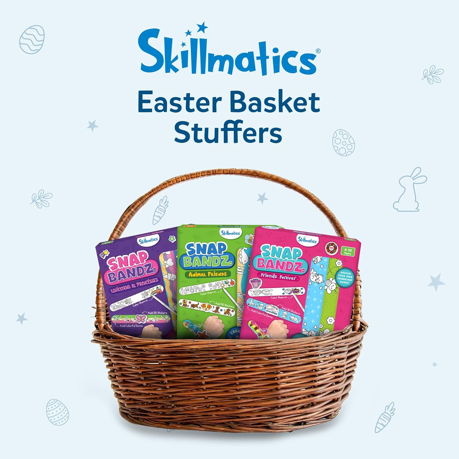 Skillmatics Craft Activity - Snap Bandz, Unicorns & Princesses, DIY Art & Craft Activity, Easter Basket Stuffers, Mess-Free Kit, 8 Bands (8.6"), Gift for Girls & Boys Ages 4, 5, 6, 7, 8, 9, 10