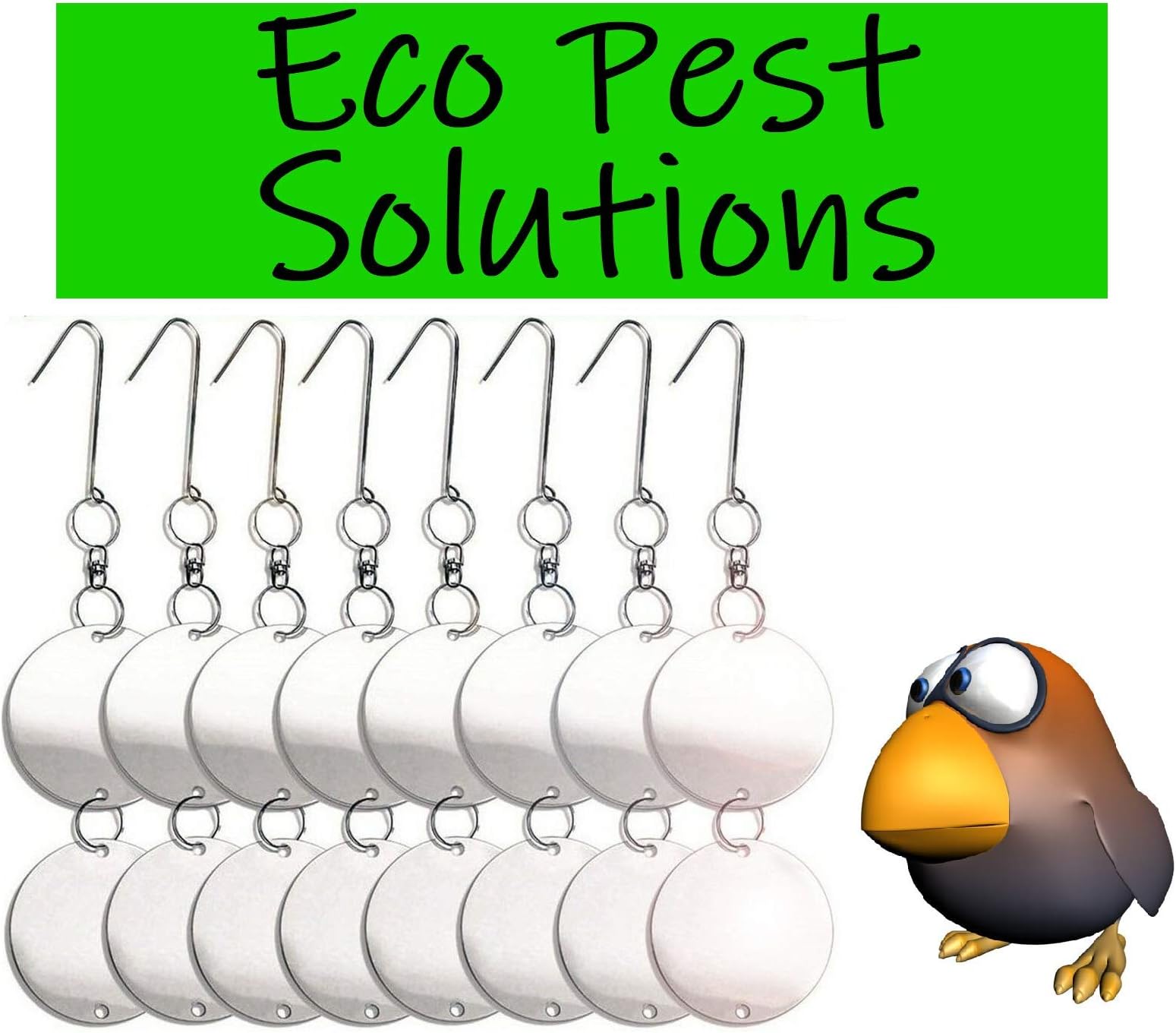 Premium Bird Repellent Discs, Reflective Hanging Device to Keep Birds Away Like Woodpeckers, Pigeons, Ducks, Herons, Grackles, Geese & Other Pest Birds. Protect Property & Crops from Damage & Mess.
