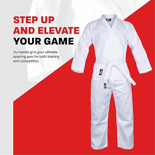 Miniatura 2 de Hawk Sports Uniforme de karate para niños y adultos, uniforme ligero de karate gi de artes marciales con cinturón