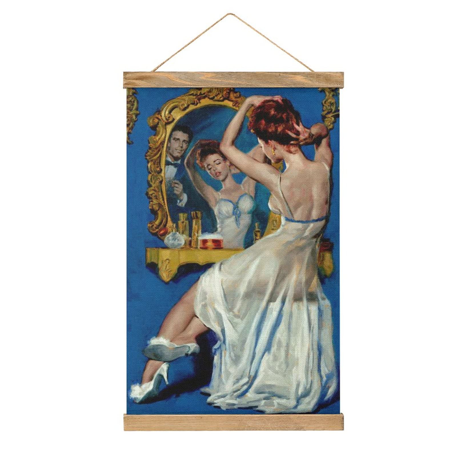 YBELGlen Orbik Scroll Poster Fabric Picture Art Wood DIY Frame Hanging Print Hanger For Room Decor Oil Canvas Kit Gift