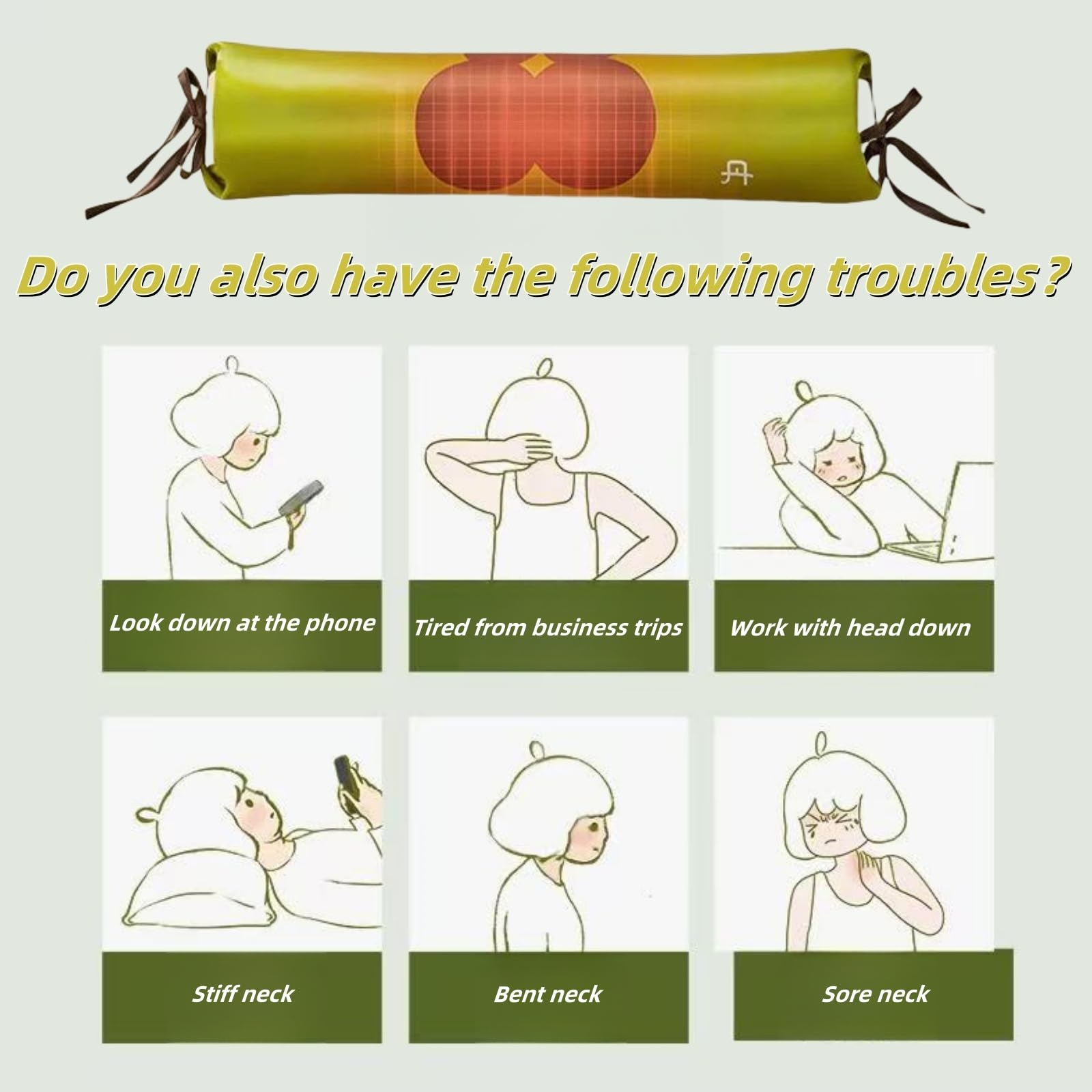 Almohada ergonómica para el cuello con relleno de artemisa natural, calefacción inteligente y compresa caliente USB ajustable para apoyo cervical y comodidad para dormir (normal)