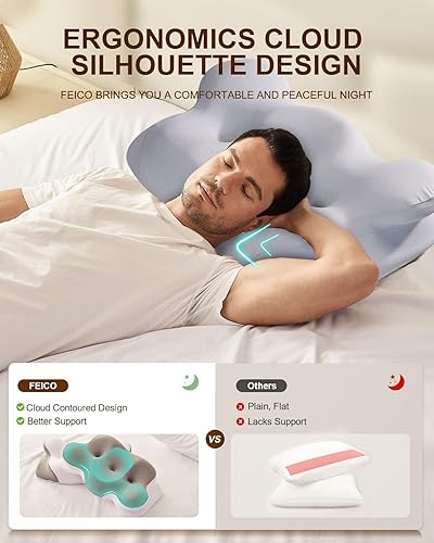 Miniatura 4 de Almohada cervical para el cuello para aliviar el dolor, almohada ergonómica de espuma viscoelástica de contorno para soporte de cuello, almohada