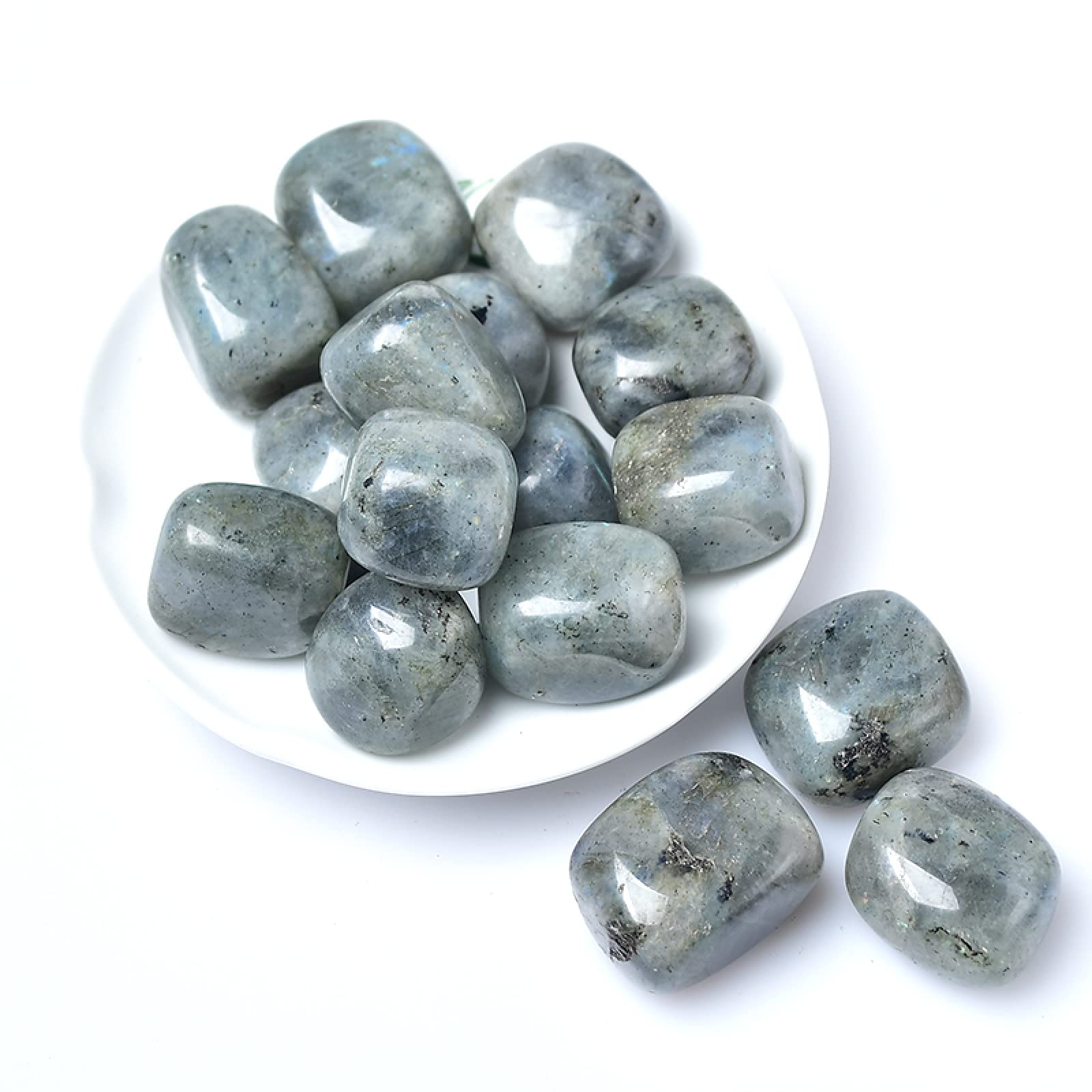 Espécimen de Grava de Cristal Natural Cuadrado Pulido Acuario pecera decoración del hogar, labradorita, 50 g decoración hogareña