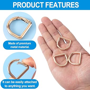 HINZIC D Ring Spring Key Hooks Keyring Clip Buckles Clasp Clamps for Belt Backpacks Handbag Purse Strap