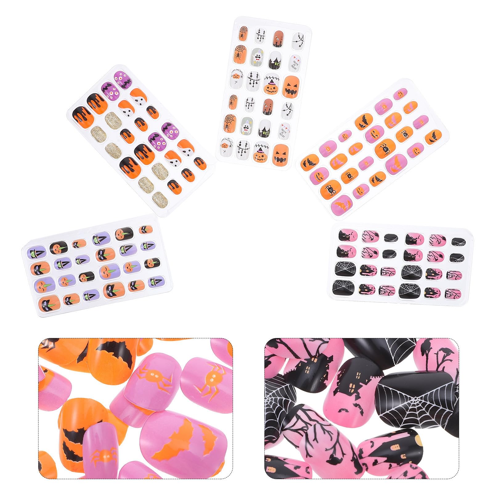 SOLUSTRE 720 Pezzi Unghie Finte per Halloween in Abs, Facili da Applicare Stile Press On, Design Adorabile e Copertura Completa per Festa e Manicure Stili multipli