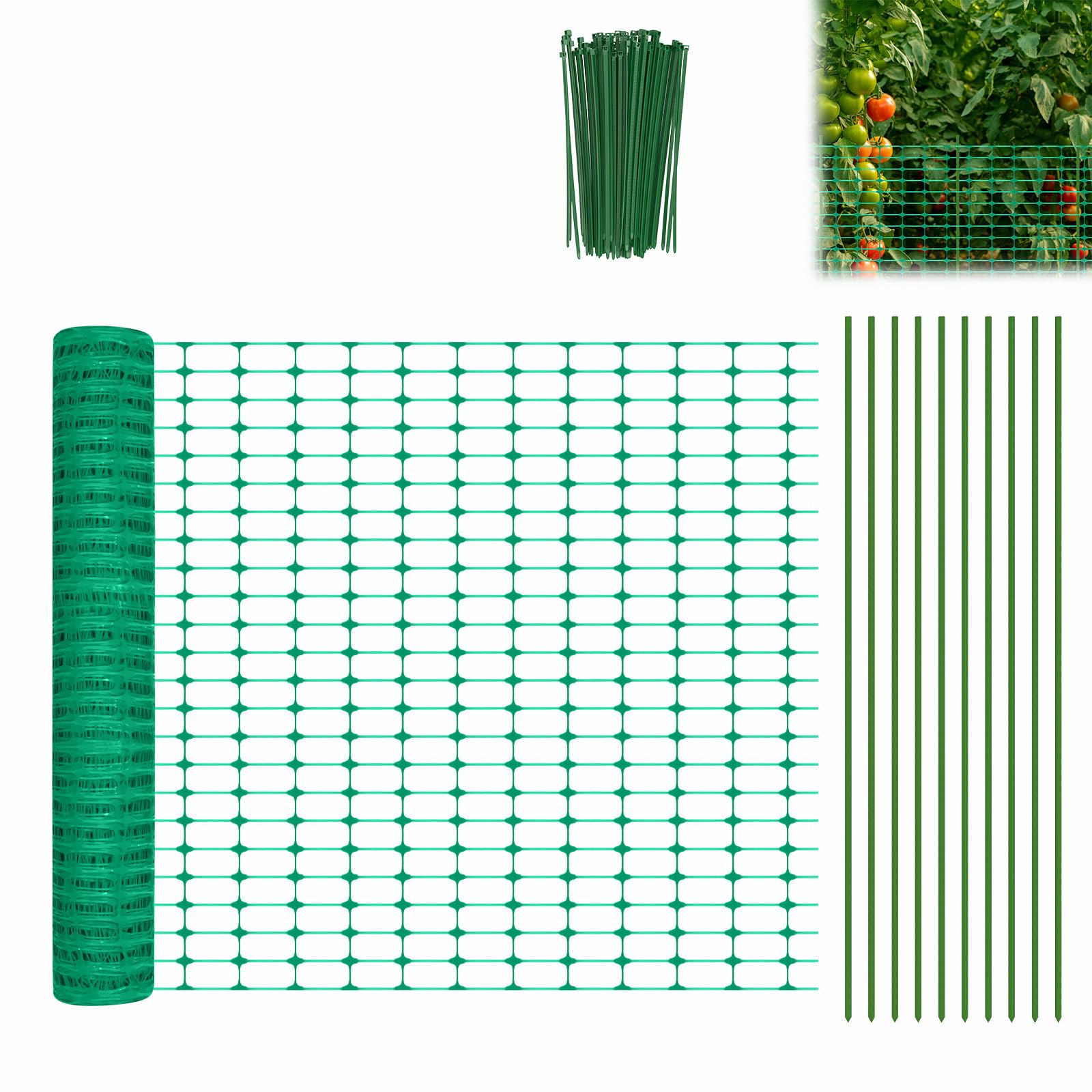 Aufun Begrenzungszaun mobiler Zaun 1m Hoch, 30m Lang, Gartennetz, Grün