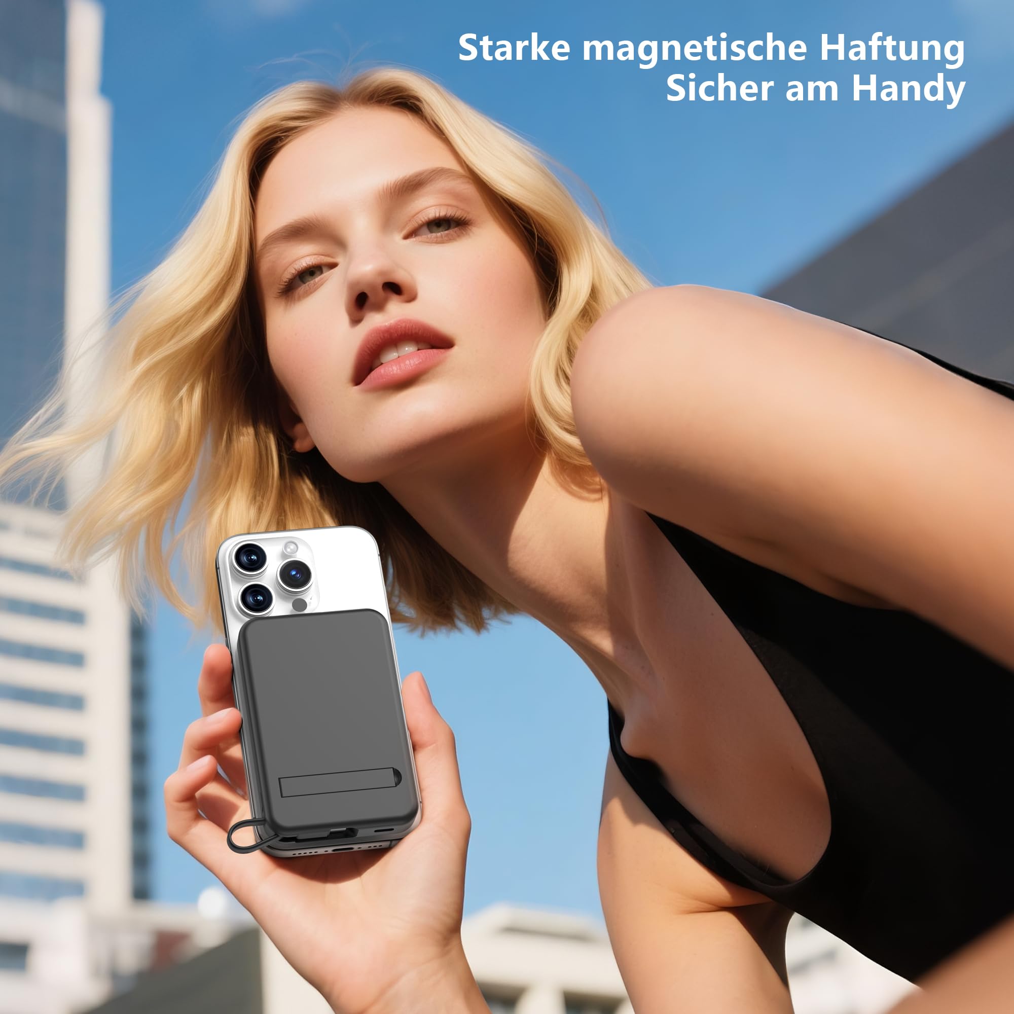 Magsafe Powerbank 10000mAh 22.5W Magnetische - Kabelloses Externe Handyakkus mit Typ-C-Eingang und -Ausgang USB-C, LED-Anzeige Kompatibel for iPhone 16 15 14 13 12 Pro Max Serie, Galaxy Muctsda