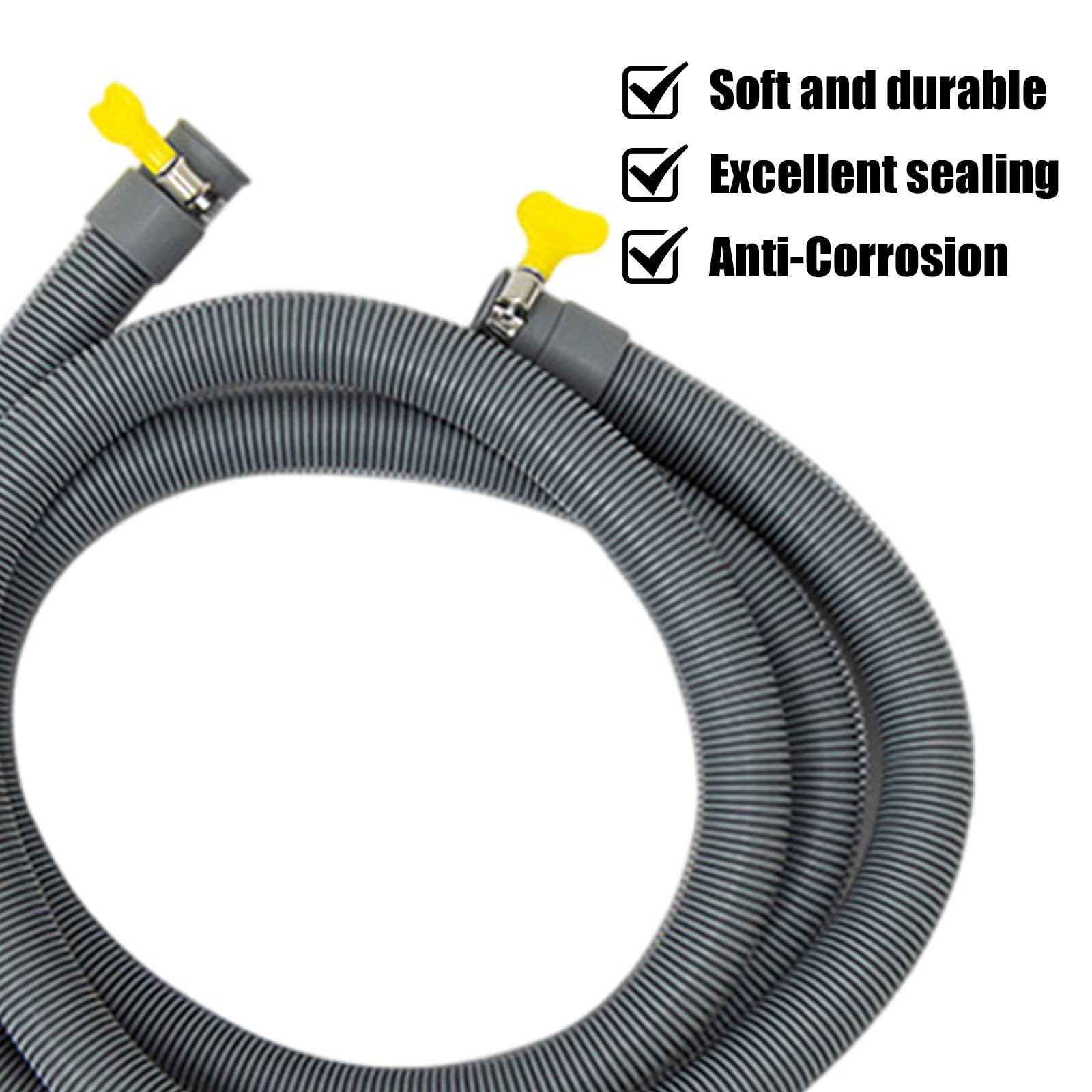 Pompa di sentina, 12 V, 1100 GPH, pompa sommersa non automatica, con tubo φ29 mm, tubo grigio da 2 m, 2 fascette stringitubo per yacht, barche marine, roulotte, giardino all'aperto