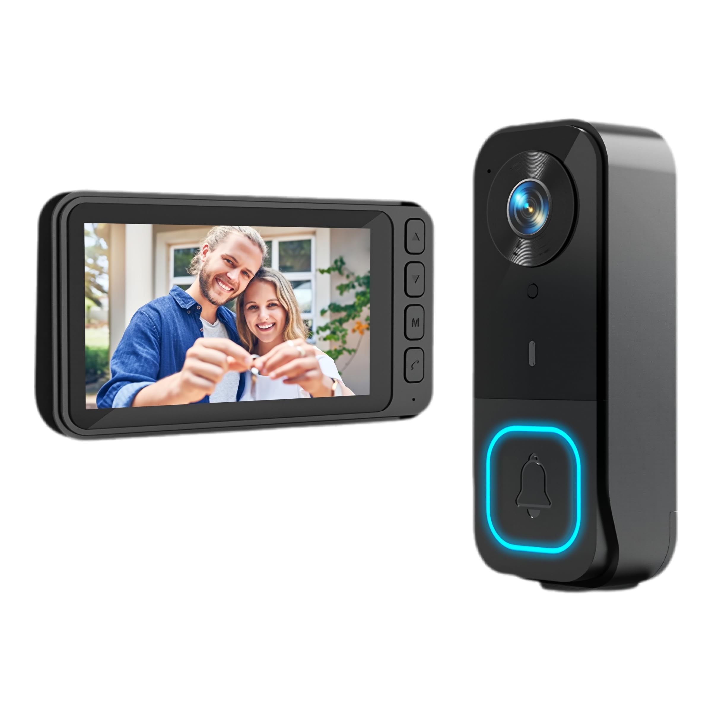 Timbre visual inteligente X3 con video HD y lente gran angular, negro | Monitoreo diurno y nocturno, lente gran angular, monitor interior incluido, seguridad para el hogar, opción de dos colores