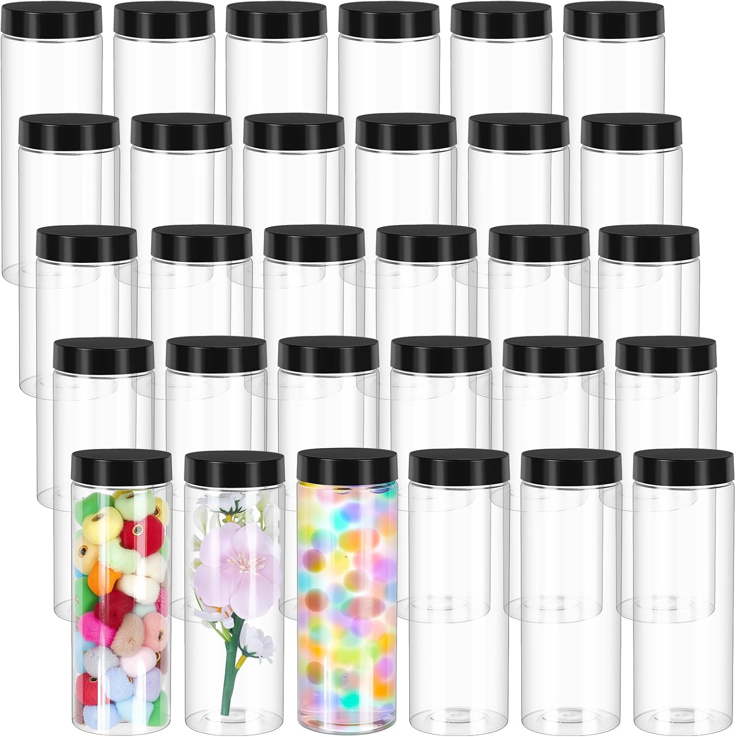 30 Pcs Empty Sensory Bottles with Lids, 10.4 oz/ 310 ml Leakproof Reusable Plastic Bottles Bulk, Clear Sensory Jar, Water Bottle with caps for DIY Craft Classroom Handmade Party Supply