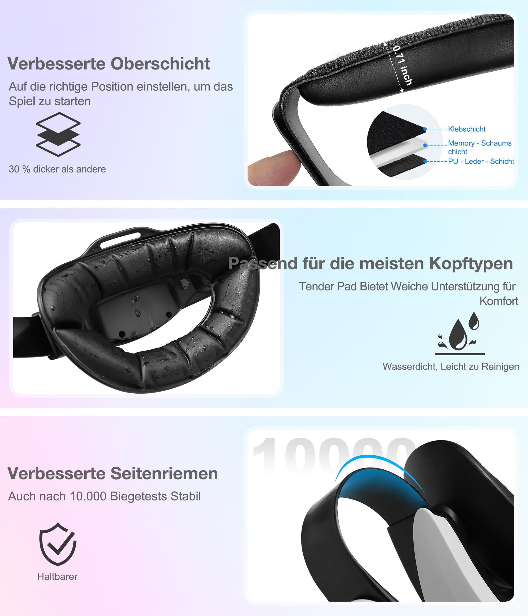 Elegamefy Sangle de tête pour Meta Quest 3/Quest 3S/Quest 2 avec batterie – Affichage numérique et temps prolongé de 3 à 4 heures, double molette de réglage, confort, équilibré