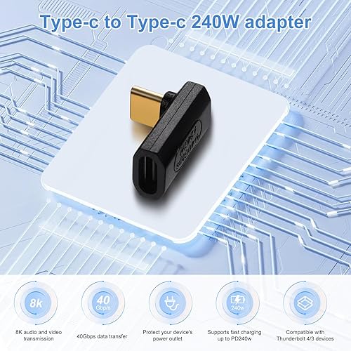 Miniatura 2 de Paquete de 4 conectores adaptadores USB C, compatible con Thunderbolt 43, USB43, PD 240W carga rápida, transferencia de datos de 40 Gbs, salida de