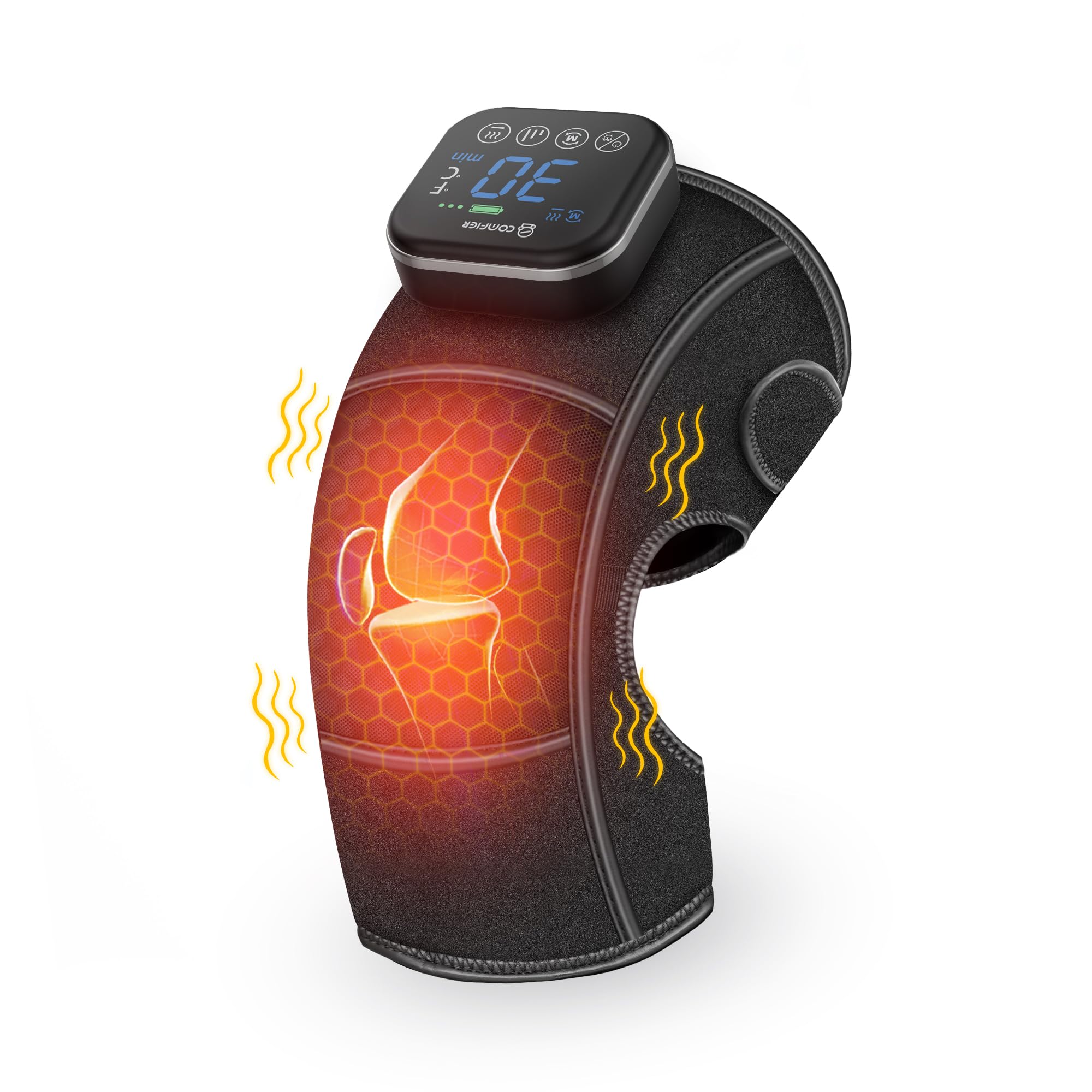 COMFIER Cordless Knee Massager, Heated Knee Brace Wrap with Vibration Massage, Graphene Knee Heating Massager for Knee Pain, Electric Knee Support Gifts for Women Men (1 Pack)Global Recycled StandardGlobal Recycled StandardGlobal Recycled Standard