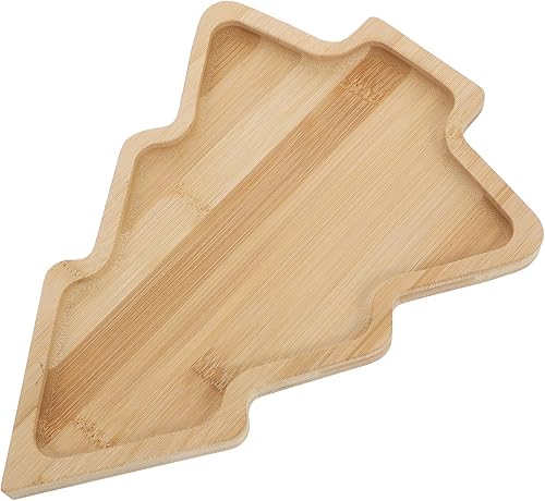 Miniatura 9 de BESTonZON Platos de Navidad con forma de árbol de Navidad, bandeja de aperitivos de madera, bandeja para servir dulces, tablero de charcutería,