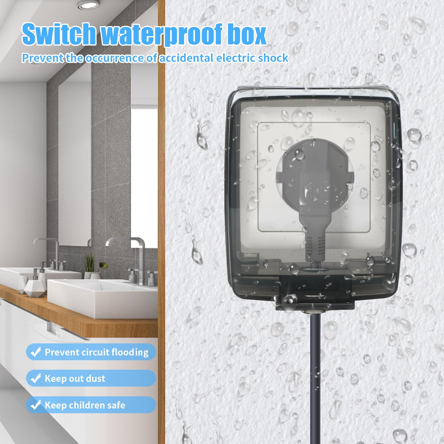 Lot De 2 Cache-P Rises Triples Étanches - Protection Interrupteur Salle De Bain Et Cuisine
