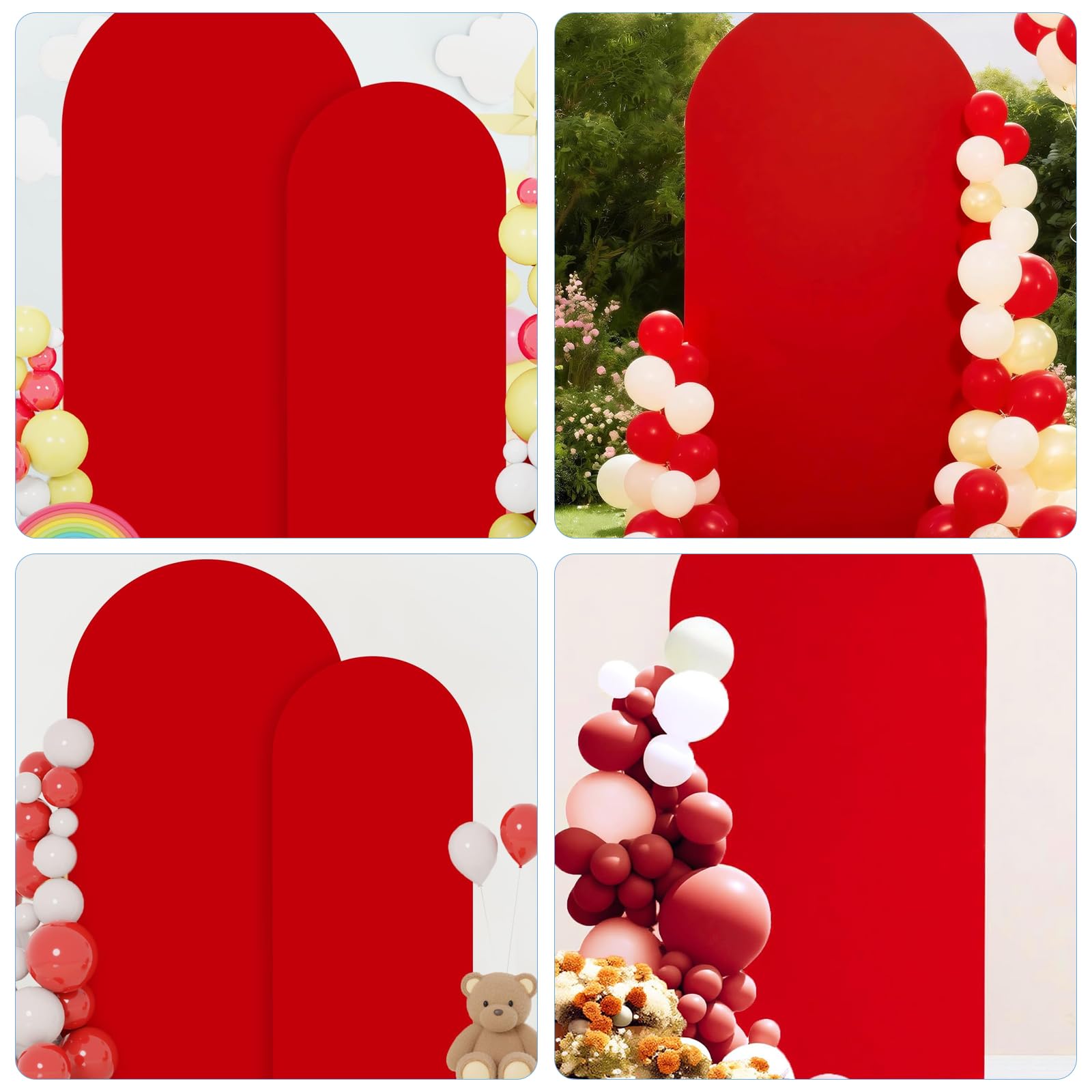 Copertura per arco di nozze, arco di palloncini, sfondo da parete, per feste di compleanno, cerimonie, banchetti (rosso, 1,8 m - 2 m)