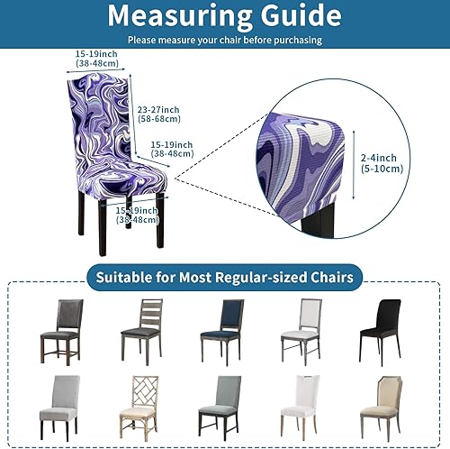 Miniatura 63 de Juego de 6 fundas elásticas para sillas de comedor, extraíbles y lavables, para sillas de comedor, hotel, ceremonia
