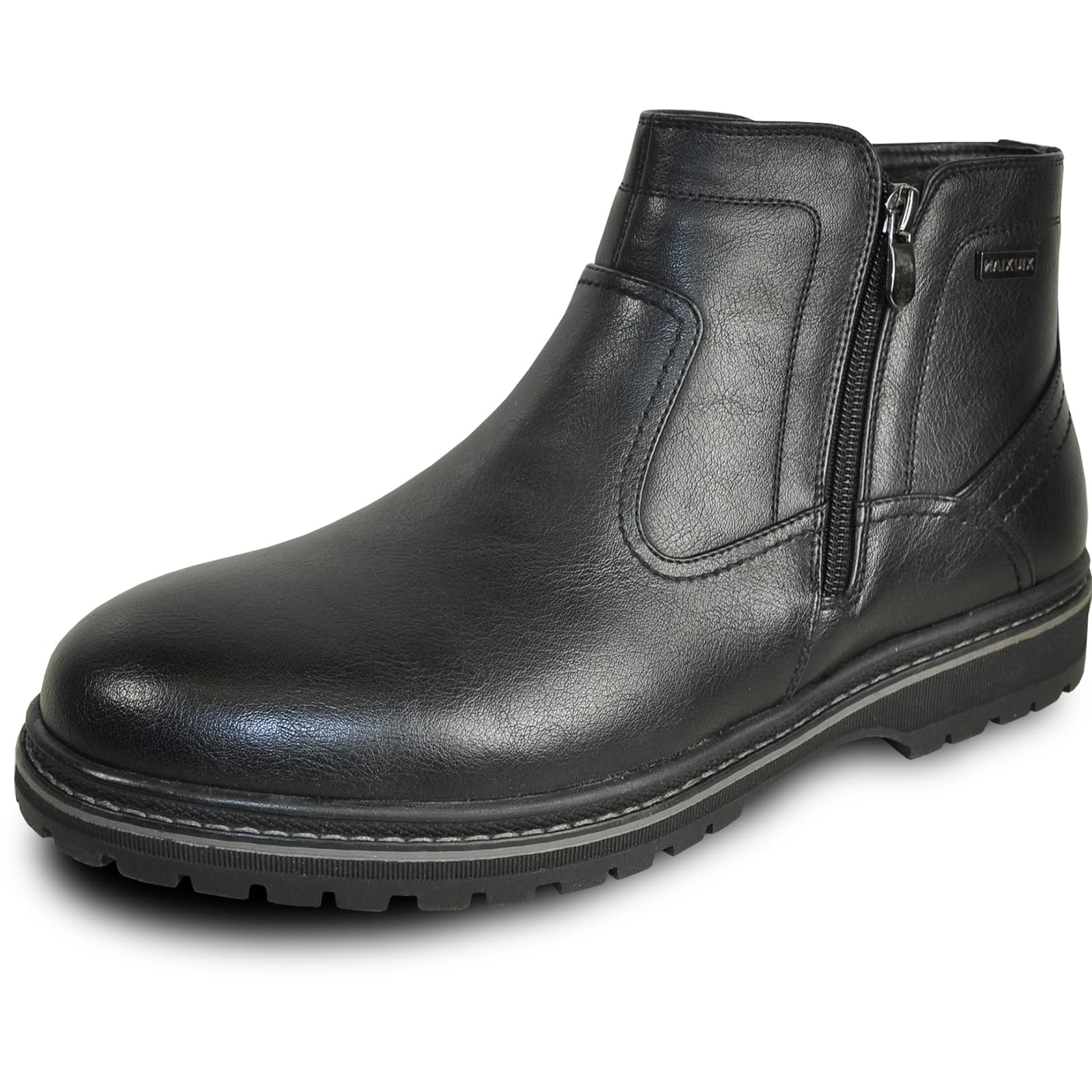 bravo! Men Waterproof Winter Boot MARK Fur Boot Double Zipper or Double Gore or Hook-and-Loop Black Brown Men Size 7 to 13