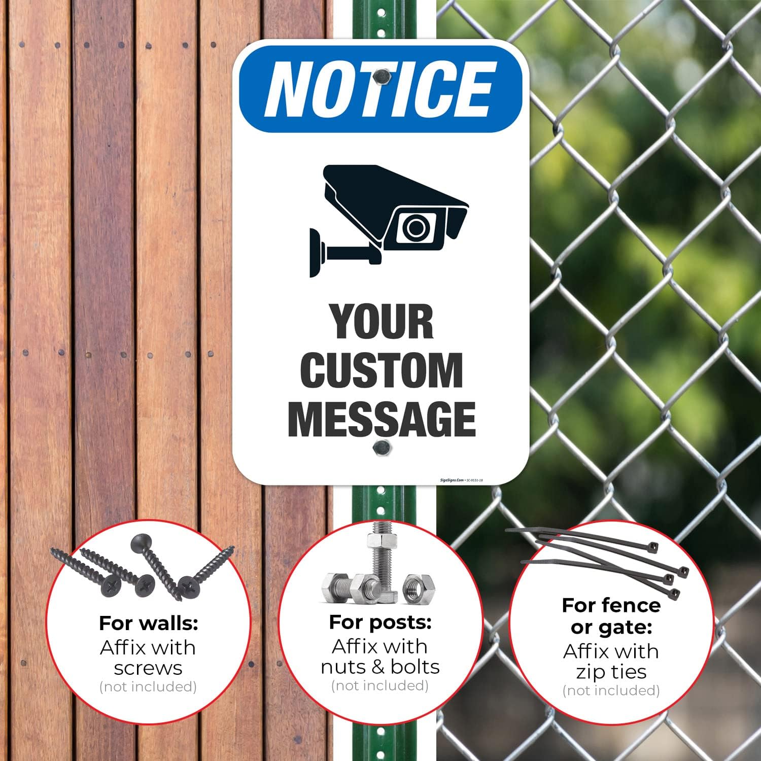 Custom Video Surveillance Sign, Personalize for Business, Parking Lot, Home, Site, Driveway Indoor/Outdoor Use Signs, 12x18 Inches, Rust Free .063 Aluminum, Fade Resistant, Made in USA