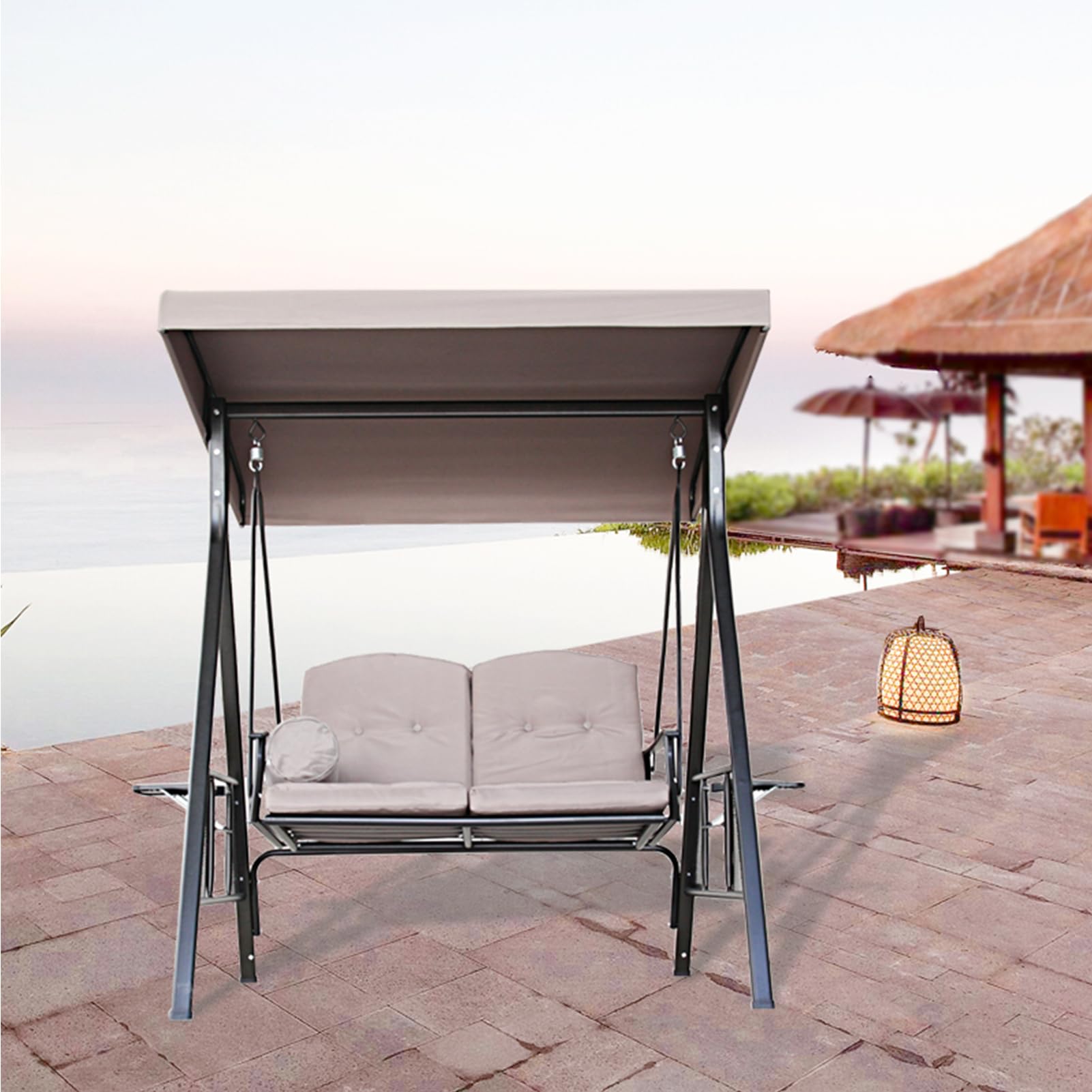 Baldacchino di Ricambio per Dondolo da Giardino per altalene da 2 3 posti,Impermeabile Anti-UV Copertura Superiore Baldacchino per Cortile Parco Balcone