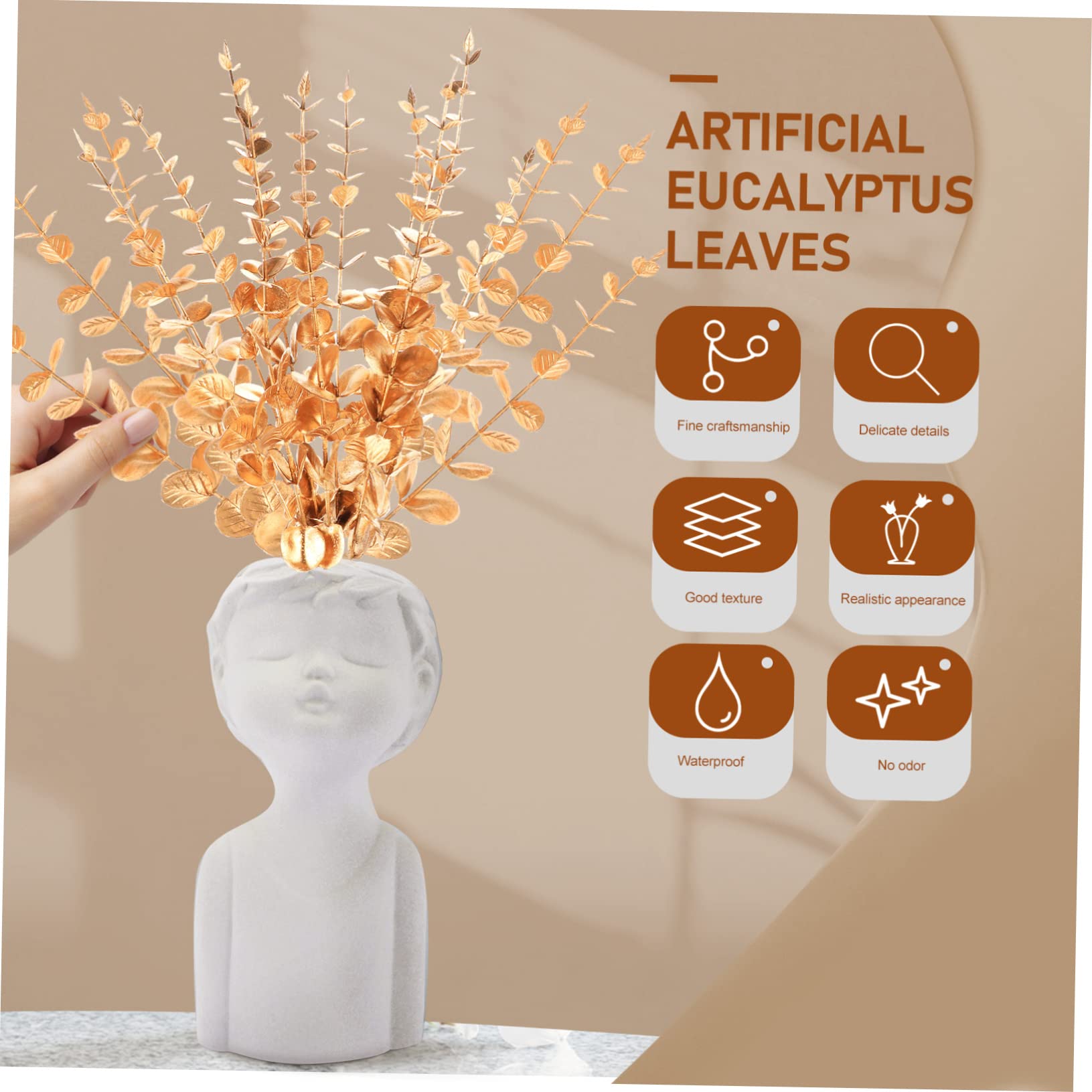 TOPBATHY 50pezzi Rami Di Eucalipto Finti Per Decorazioni Fiori Foglie Artificiali Per Elegante Adornamento Per Matrimonio e Casa