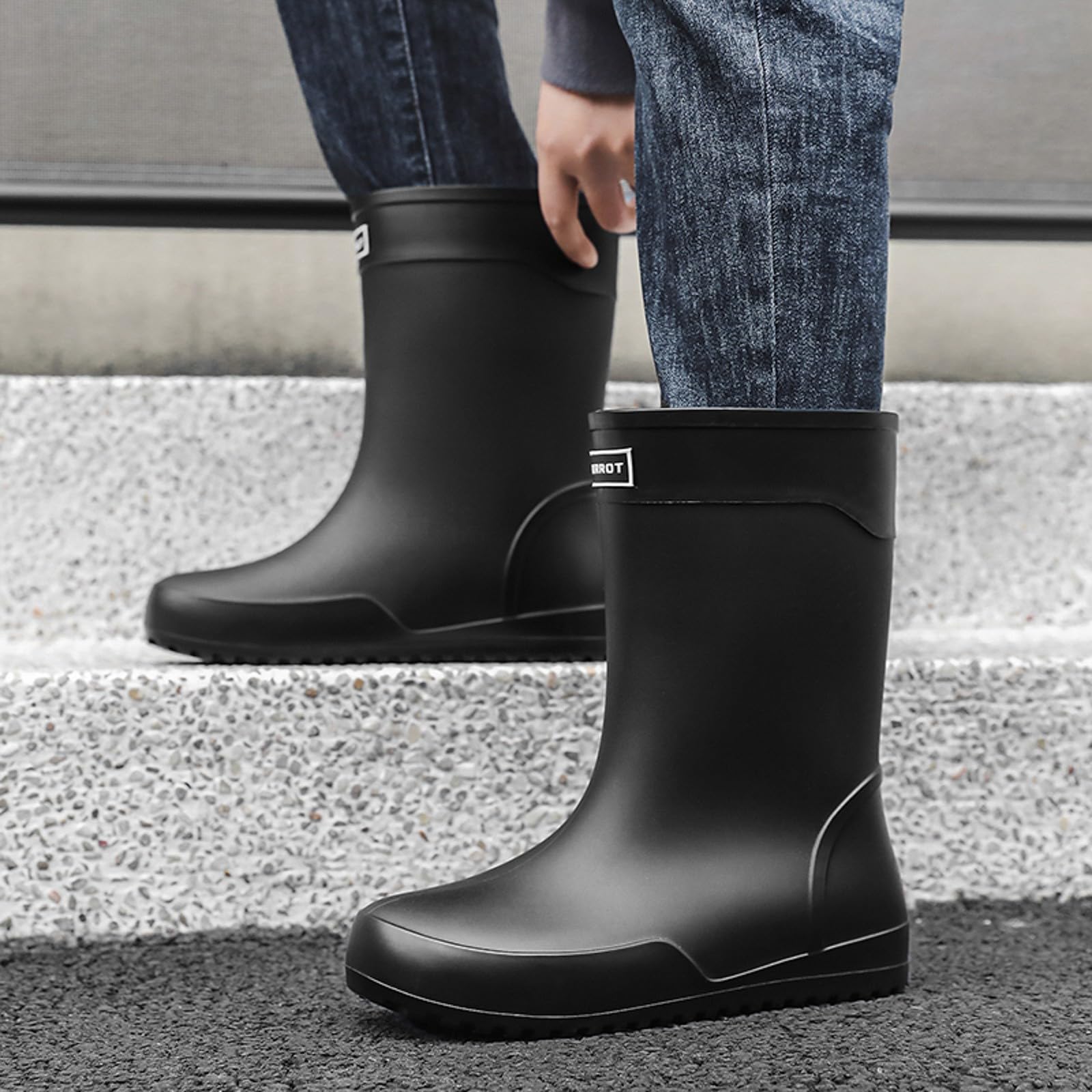 Generico Stivali Da Lavoro Uomo -Scarpe da pioggia fuori metropolitana stile europeo gomma antiscivolo cucina outdoor