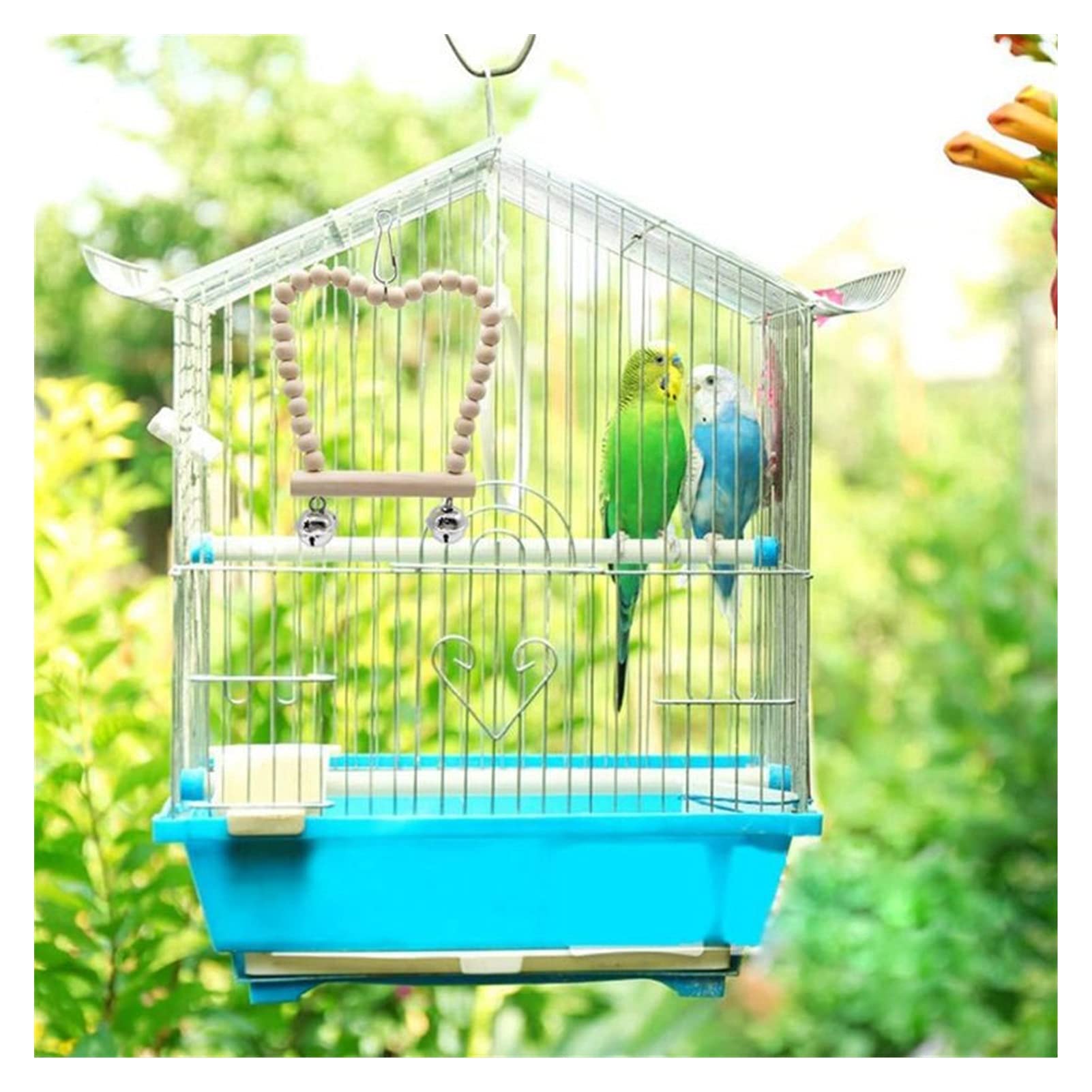 Vogelspielzeug 8 Teile/Satz Vogel Papagei Swing Chew Spielwaren Natürliches Holz Hängende Glocke Vögel Käfig Spielzeug Für kleine Sittichets Cockatiels Vogelbedarf