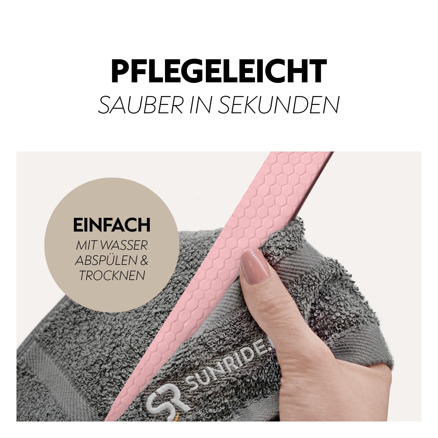 SUNRIDE Biothane Halfter für Pferde - mit Strick - UV-Beständig - anatomisch, verstellbar - extra Polsterung - Nachhaltig & Vegan - antibakteriell - wasserabweisend - rostfrei (rosa, Pony)
