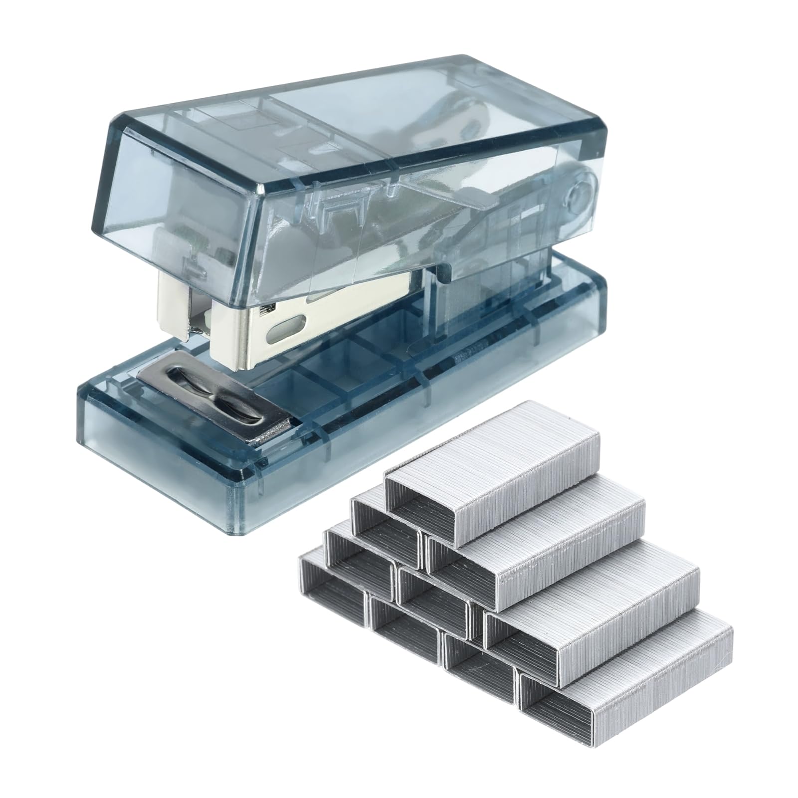 PATIKIL Mini Stapler with Staples, Small Stapler Cute Tiny Portable Pocket Set 20 Sheet Capacity with 1000pcs Staples for Desktop Travel Classroom Office Supplies, Clear Blue