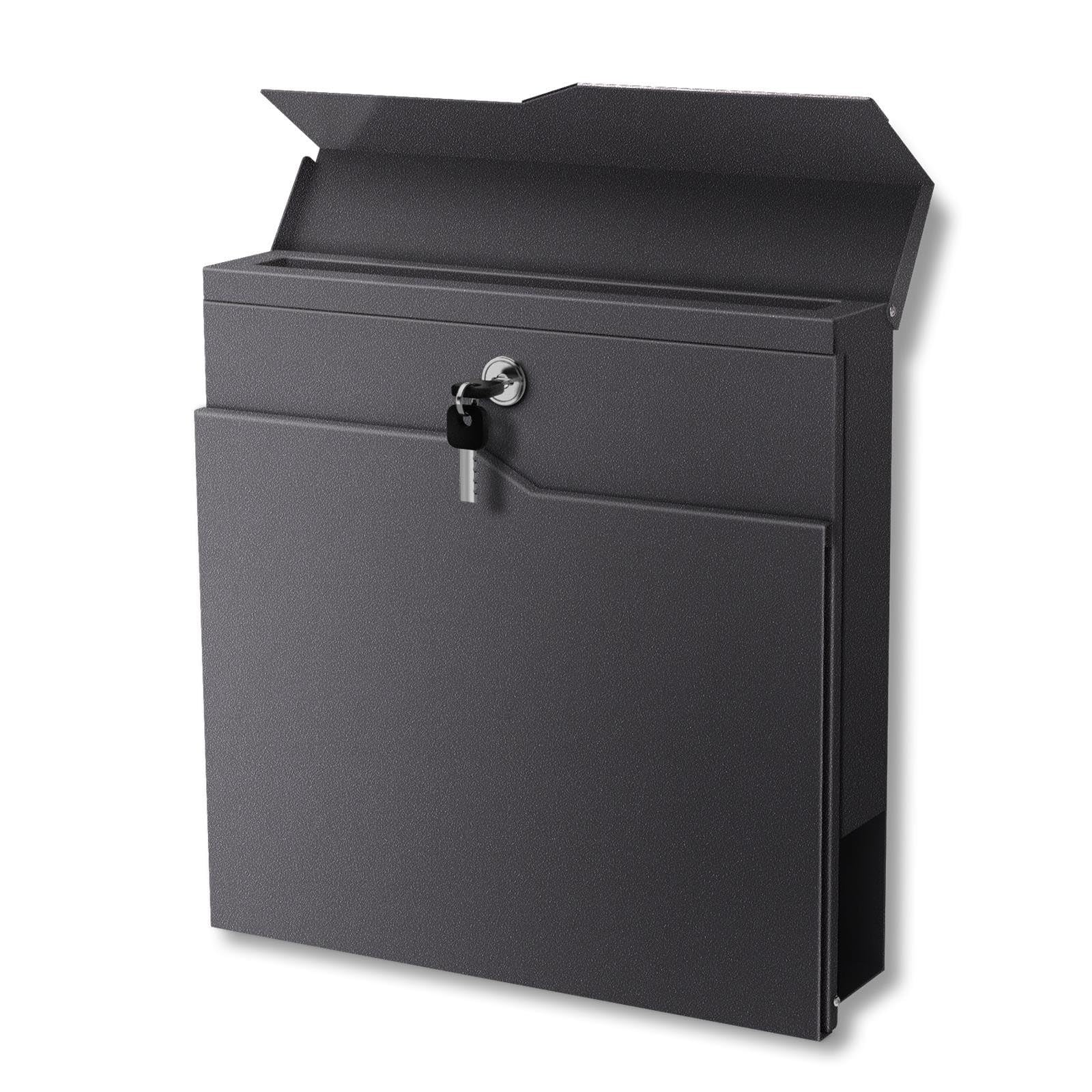 Metzler buzón Moderno Ebenhard en DB 703 Gris micáceo – buzón de Pared con Compartimento para periódicos – buzón con Placa de Nombre de Acero Inoxidable V2A – tamaño: 37 × 37 × 10,5 cm