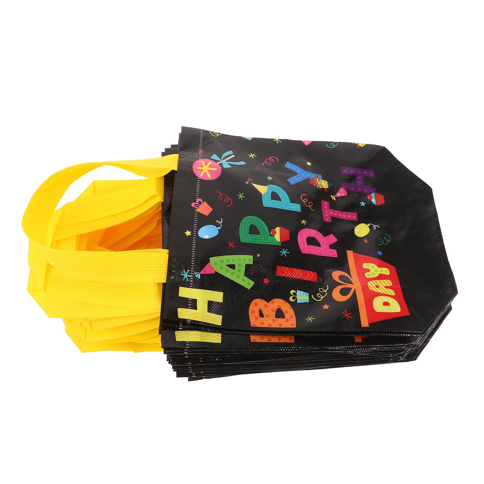 GRIRIW 30 Piezas 30 Bolsas de Obsequio para Cumpleaños con Asas, Bolsas de Dulces No Tejidas Reutilizables, Tamaño Mediano, Color, Ideales para Fiestas Infantiles y Celebraciones