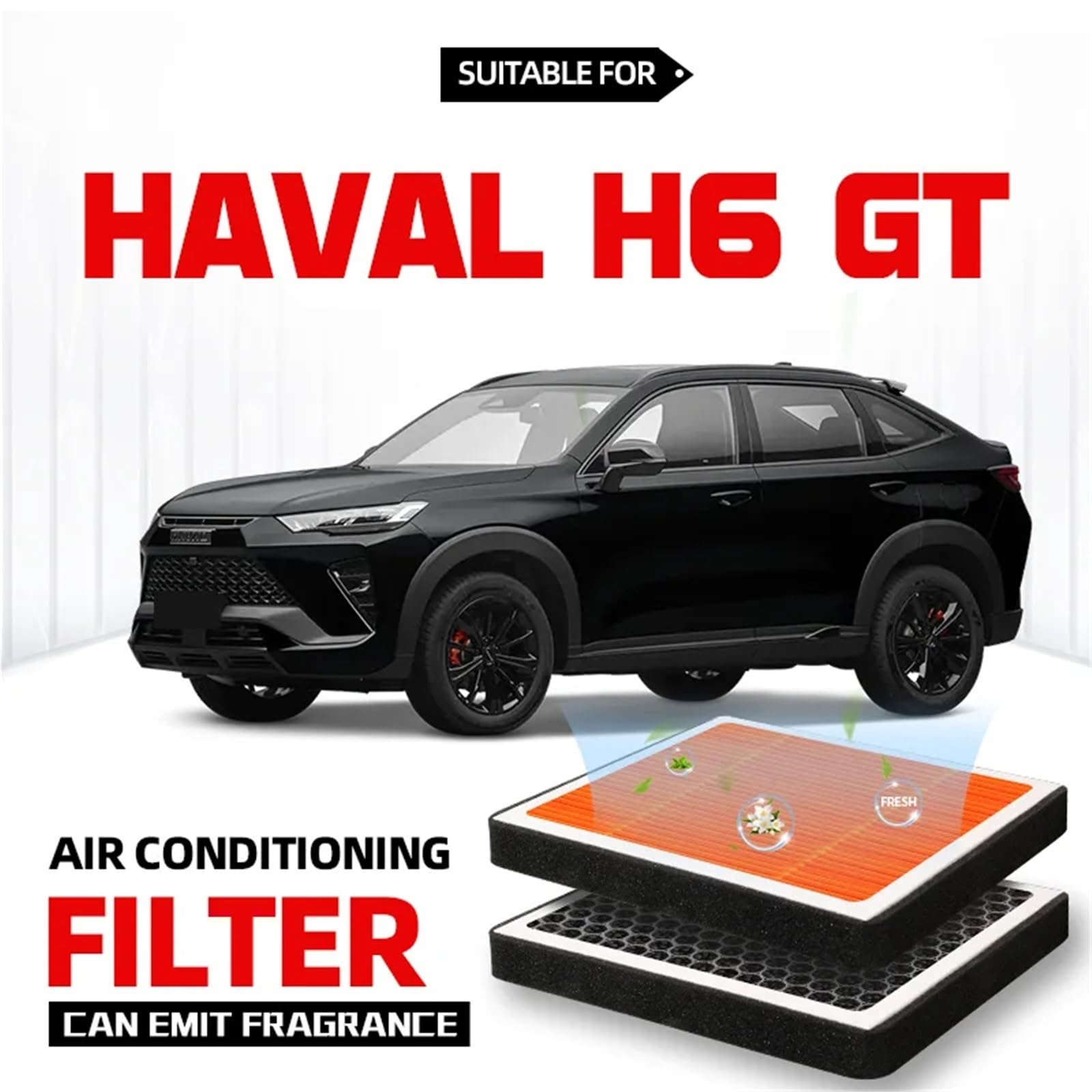 Adatto per filtro abitacolo Haval H6 GT, filtro aria a carboni attivi, filtro aria condizionata con fragranza per purificare l'abitacolo dell'auto. Filtro Abitacolo ai Carboni Attivi Filtro aria cab