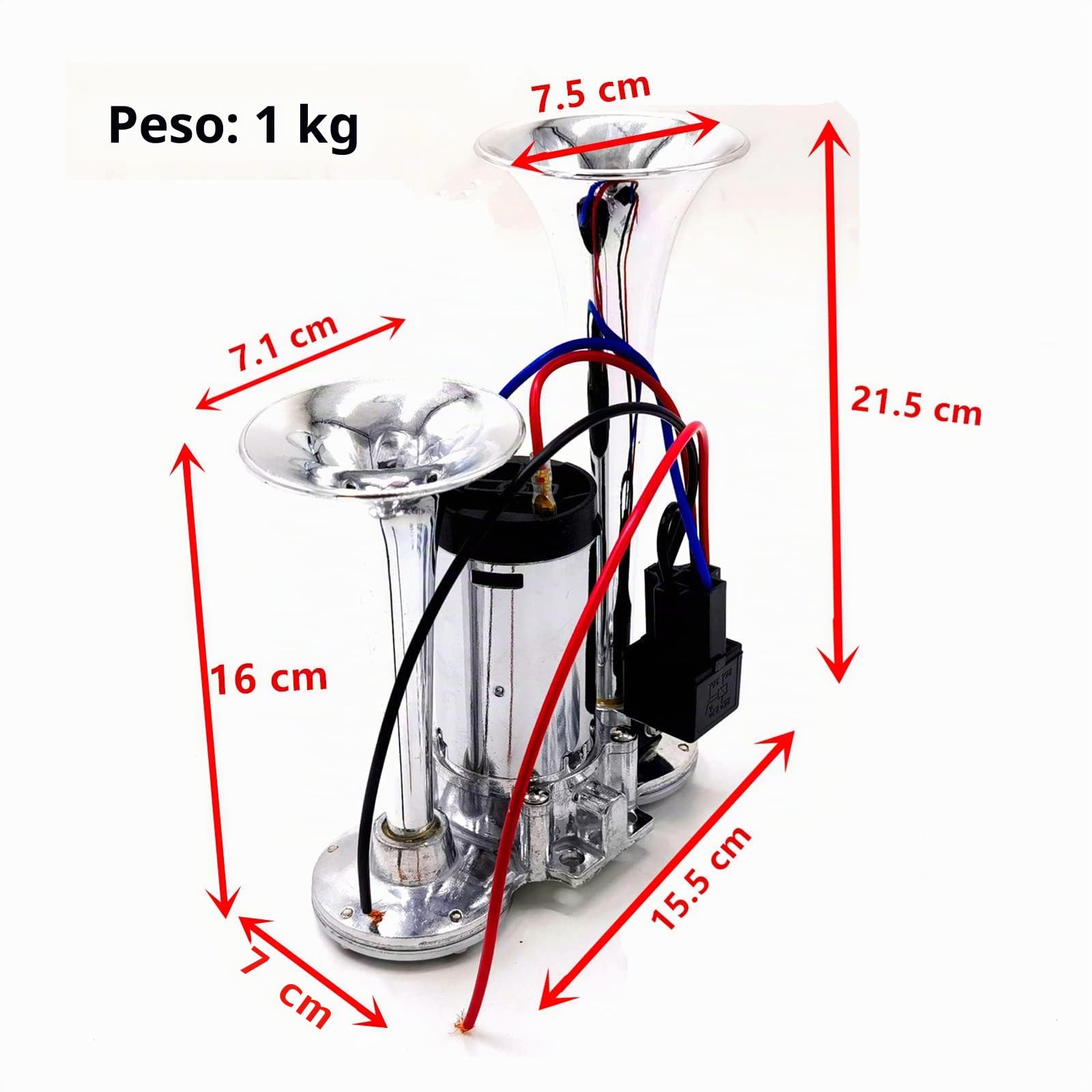 Bocina eléctrica Car Horn 24V Bocina de coche 165db Bocina de barco Trompeta plata Bocina de tono alto y bajo doble tubo Bocina de camión Bocina de aire para 24V camión yate motocicleta etc