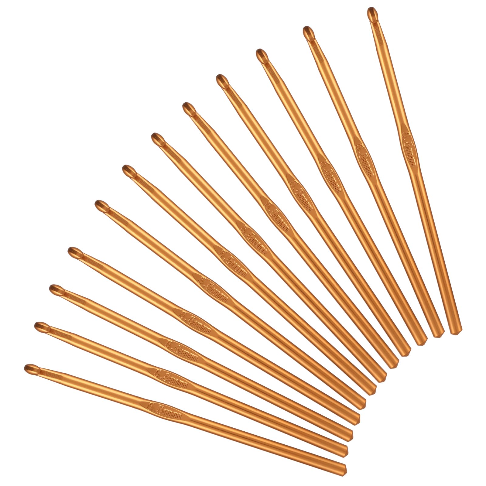 Oruola 12pcs Crochet Hooks 5.5 mm,Size I (Size 9) Knitting Needles for DIY Craft Yarn,Aluminum Crochets Hook Bulk 9 for Knitting Scarf,Great Gift for Crochet Beginners(Orange)
