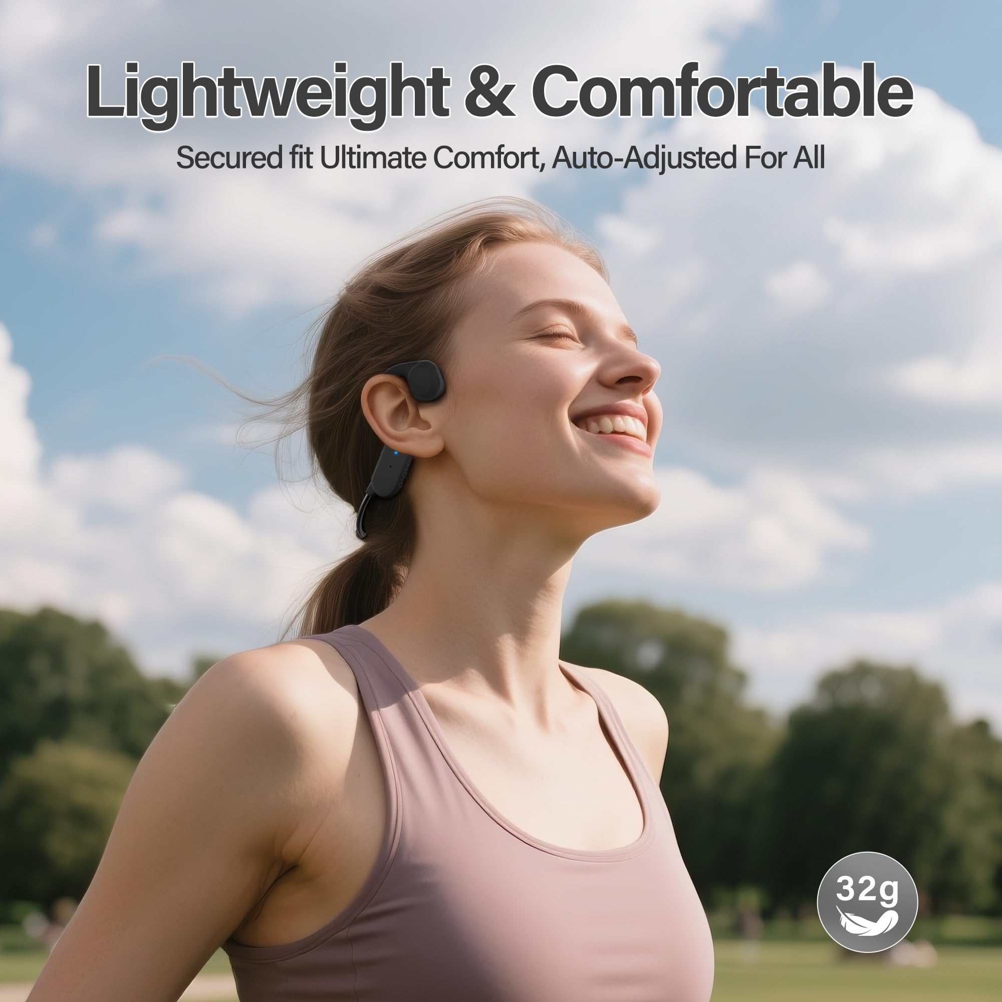 Cuffie Bluetooth 5.4 a conduzione ossea, impermeabili IPX5, auricolari sportivi senza fili con microfono, ultra leggere per corsa, ciclismo, allenamento e palestra, idea regalo