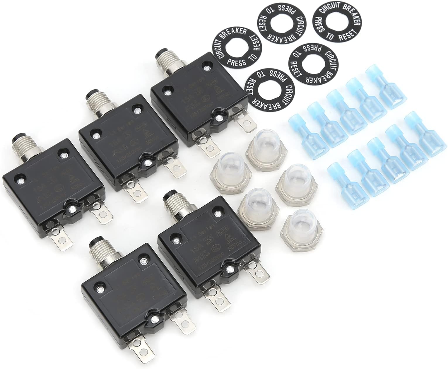 Thermal Overload Protector, Thermal Overload Circuit Breaker 15Amp Assortment Kit for Industrial for Automotive for Marine