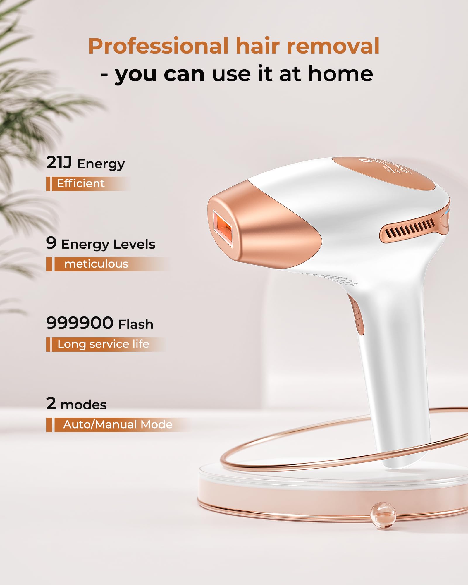 21J Épilateur Lumière Pulsée,9 Niveaux Énergie avec 999900 Lumiere Pulsee, Épilateurs à lumière pulsée pour Femmes,Hommes,Visage,Maillot,Corps