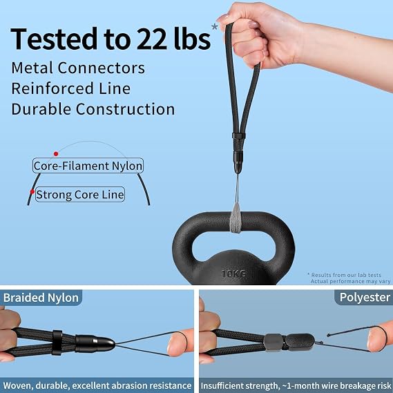2 Pack 7mm Thick Phone Lanyard Wrist Strap, 360 Rotatable Heavy Duty Chunky Cord Wristlet for Cell Phone Case, Camera