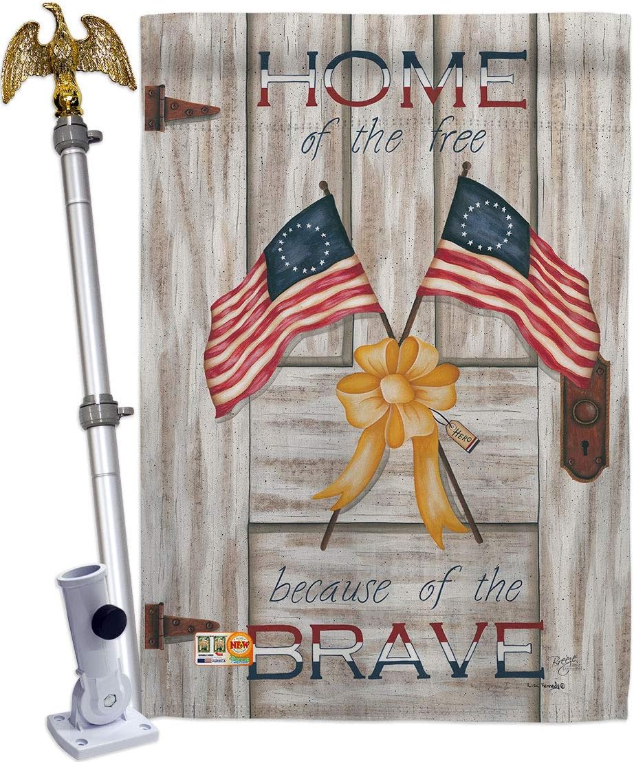 Home of the Free House Flag Americana Star and Stripes Patriotism Independence Memorial United State American Small Decorative Gift Yard Banner Made In USA 28 X 40